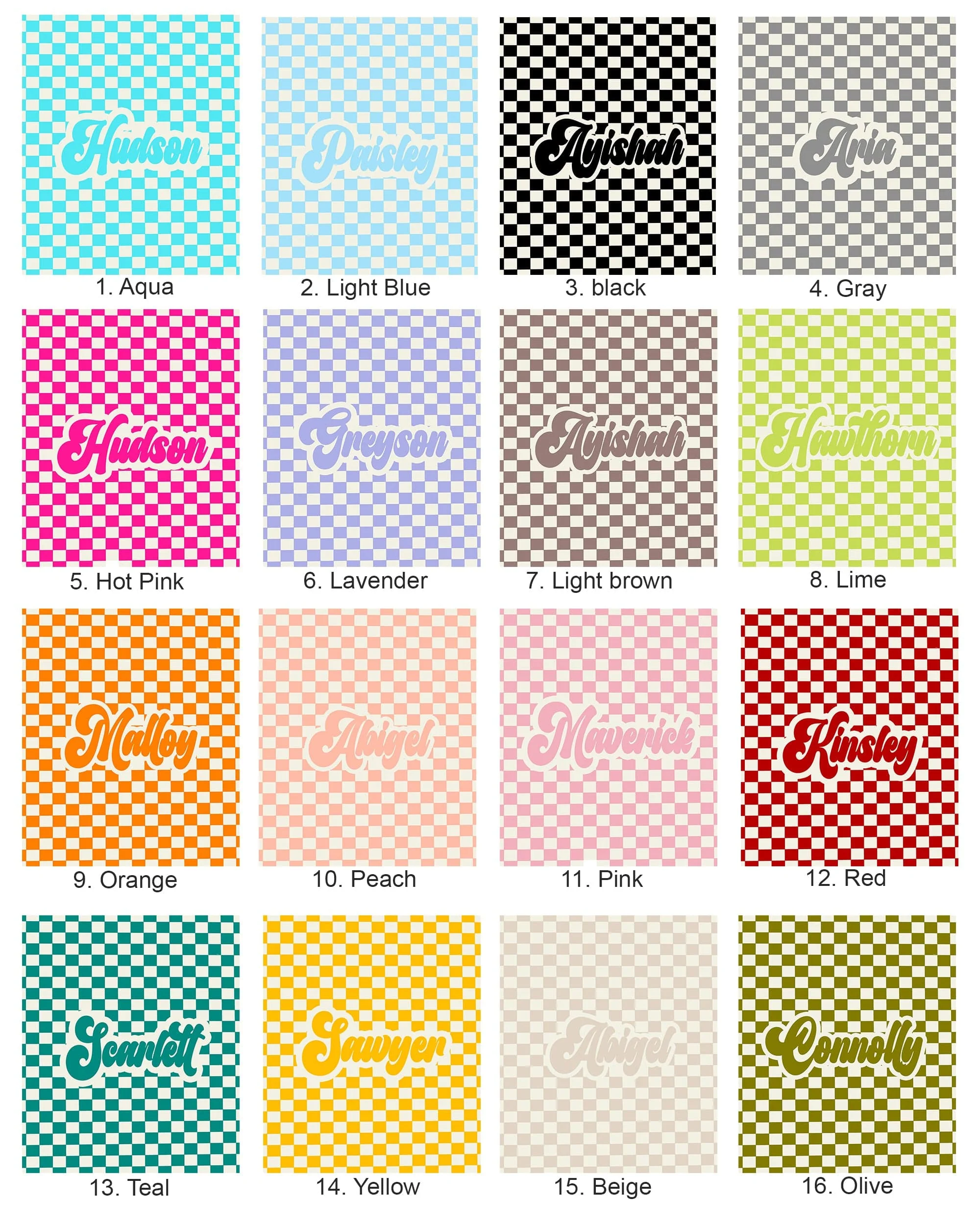 Retro Checkers name blanket - Available in 16 colors - Personalized with a name - the perfect gift - Image 7