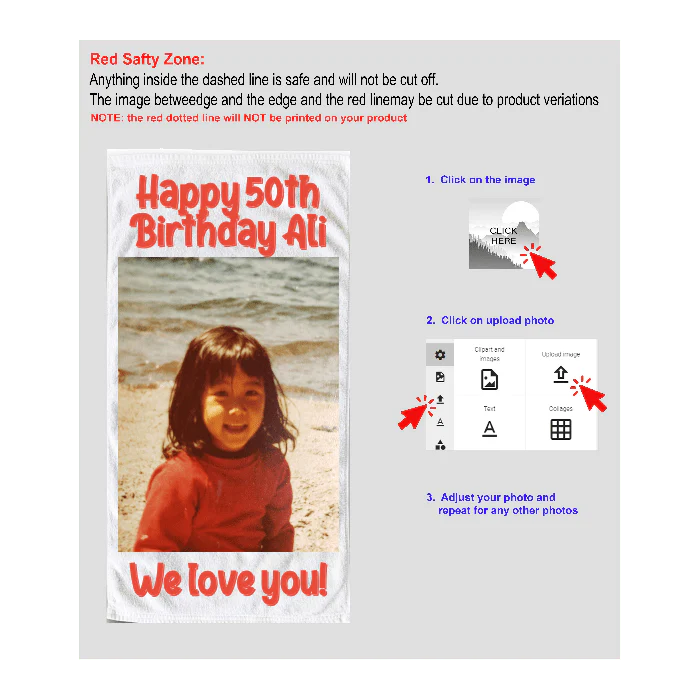 Personalized Photo Collage Beach Towel | Custom Picture Bath or Beach Towel | create your own collage