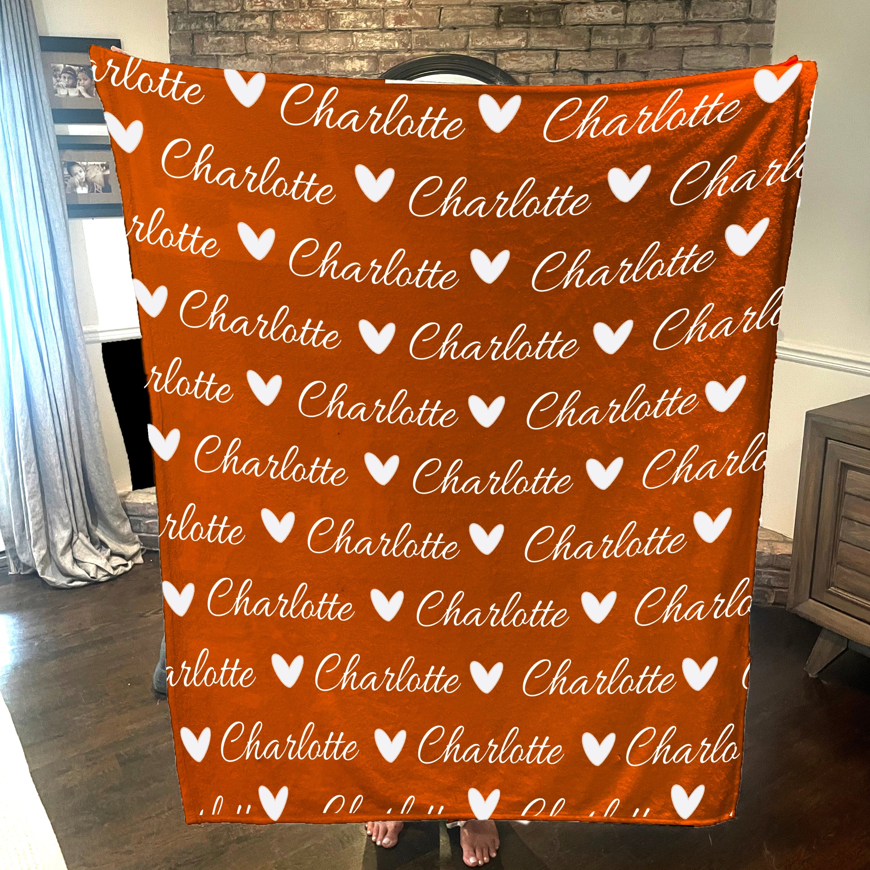 Create your own Cozy Plush Fleece blanket with a name & hearts repeating over the entire Blanket - Allura - Image 11