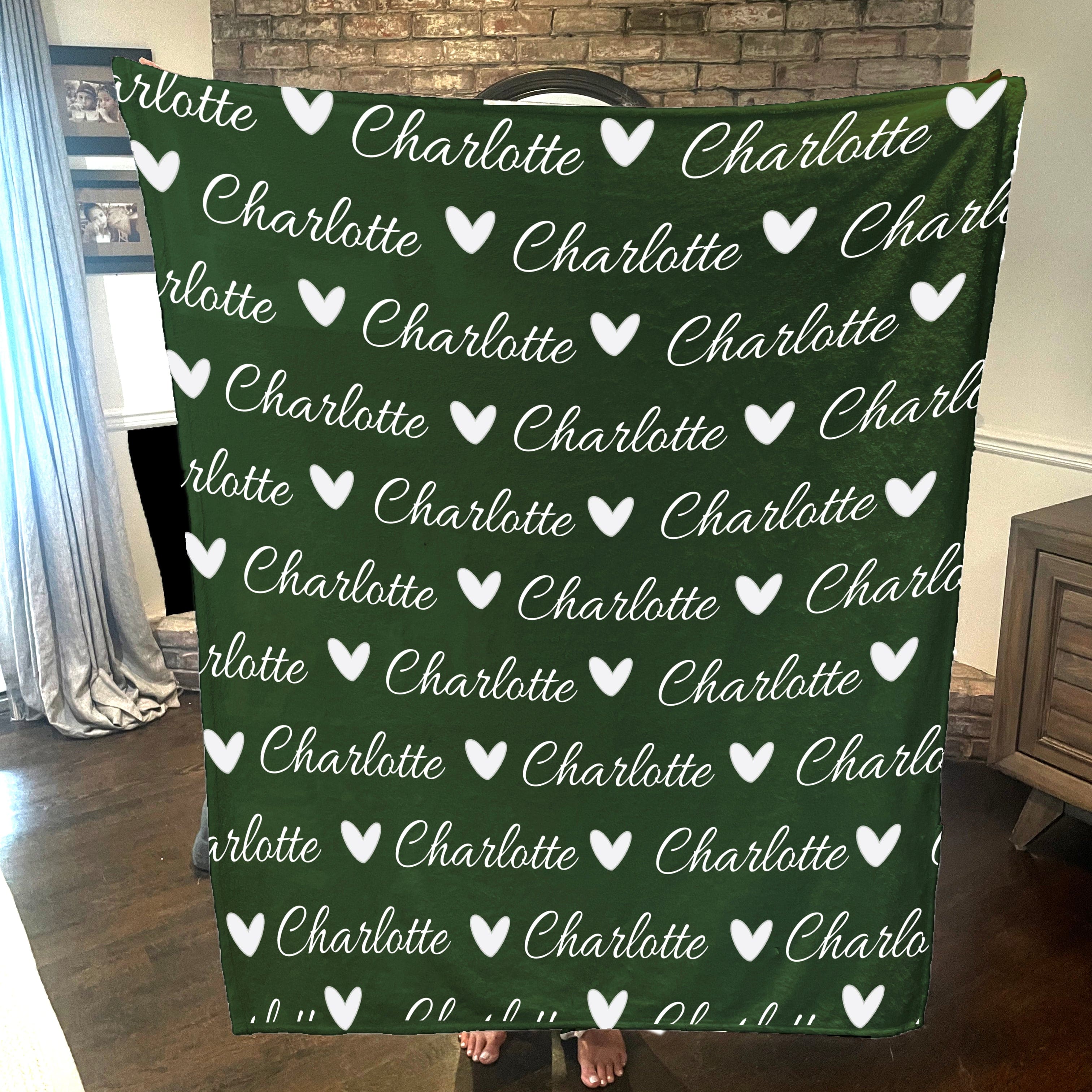 Create your own Cozy Plush Fleece blanket with a name & hearts repeating over the entire Blanket - Allura - Image 7