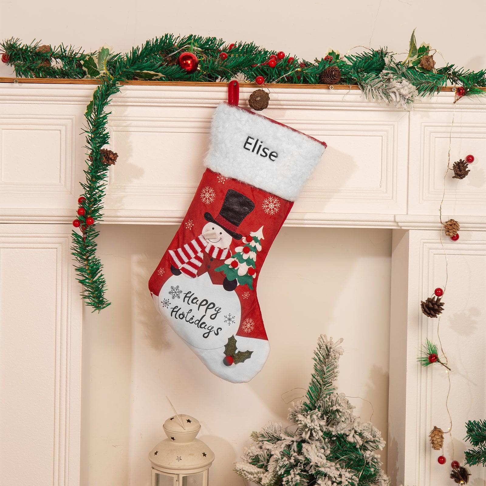 Personalized Santa and Snowman Christmas Stocking – Custom Holiday Stocking with Festive Designs - Image 3