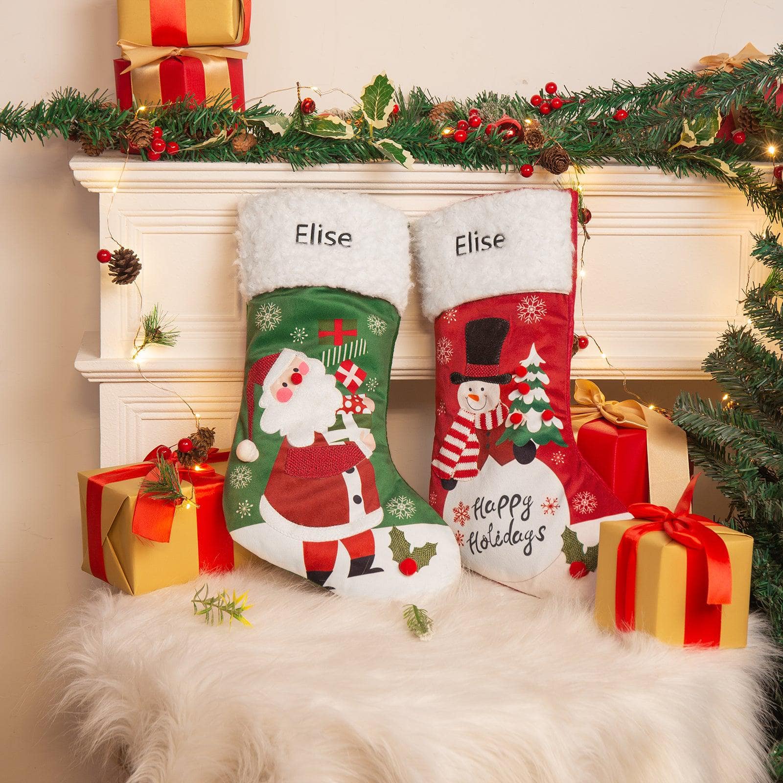 Personalized Santa and Snowman Christmas Stocking – Custom Holiday Stocking with Festive Designs - Image 4
