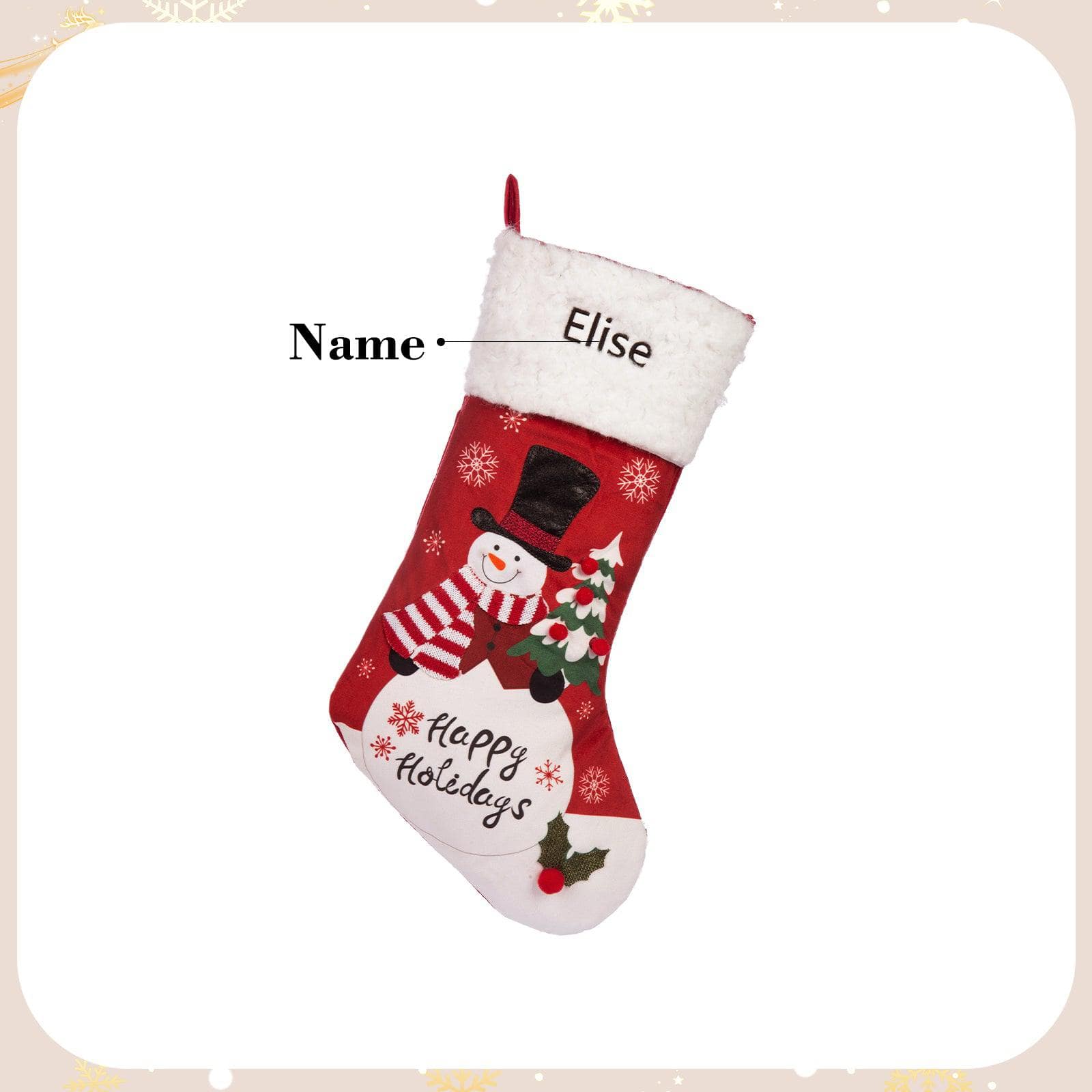 Personalized Santa and Snowman Christmas Stocking – Custom Holiday Stocking with Festive Designs - Image 8