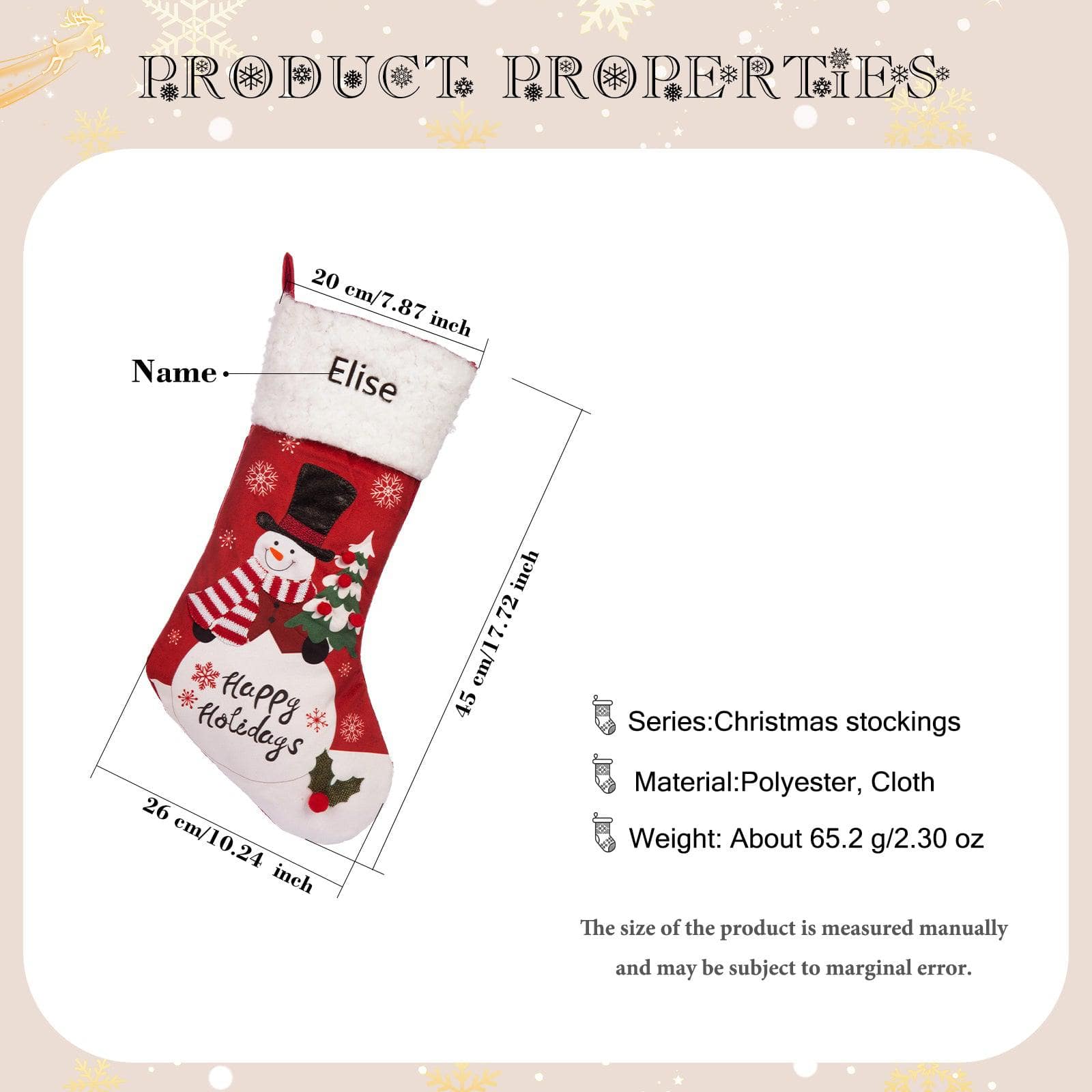 Personalized Santa and Snowman Christmas Stocking – Custom Holiday Stocking with Festive Designs - Image 9