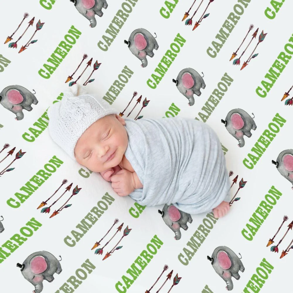 30 x 40 Personalized Elephant Baby Blanket Name - Image 5
