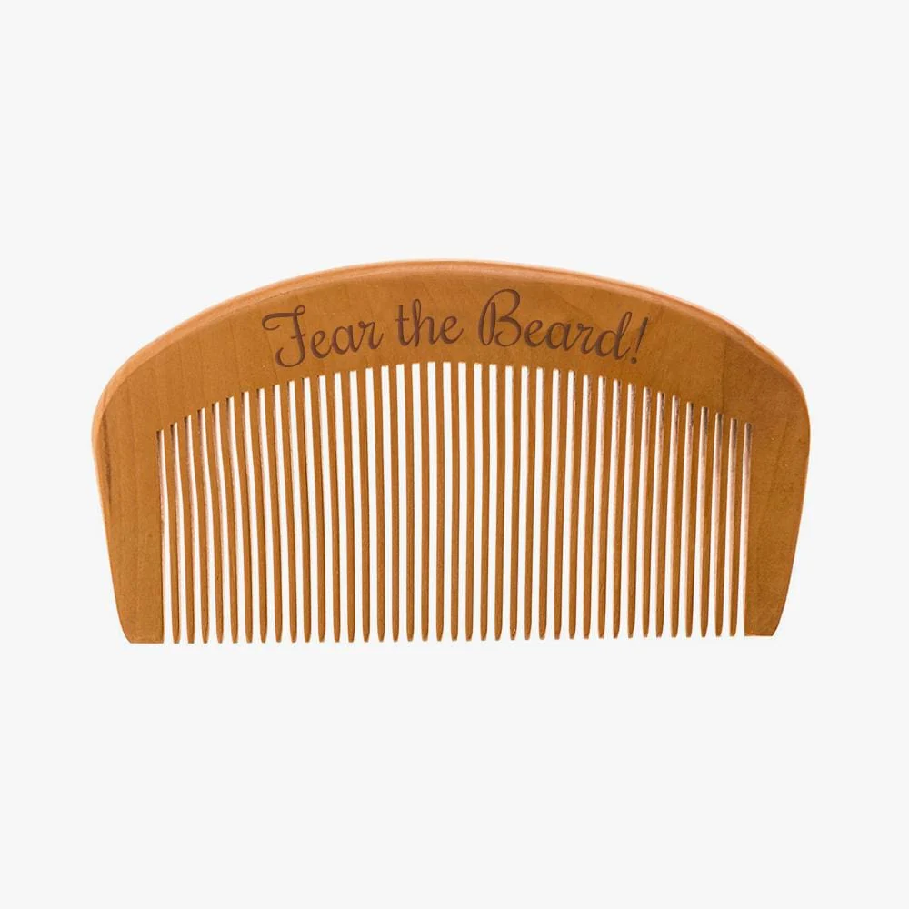 Custom Fear The Beard Natural Wood Comb