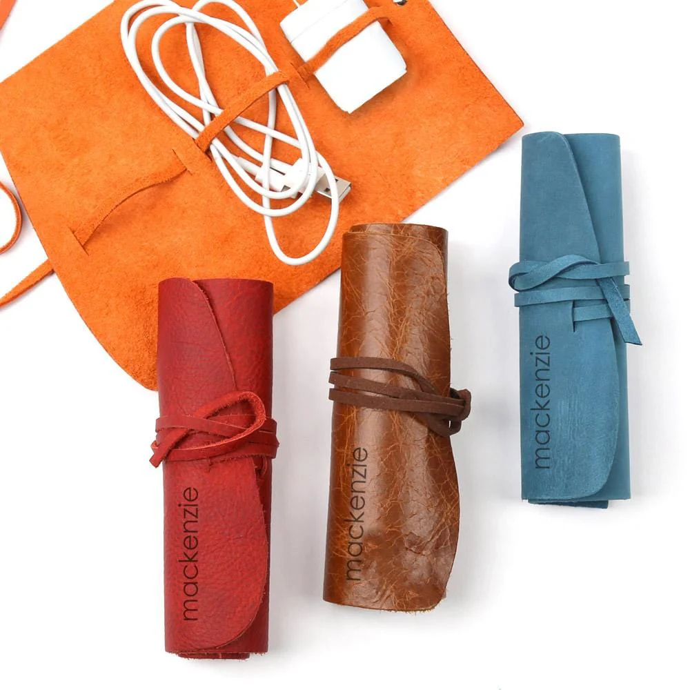 Custom Engraved Genuine Leather Multi Cord Small Organizer - Image 5