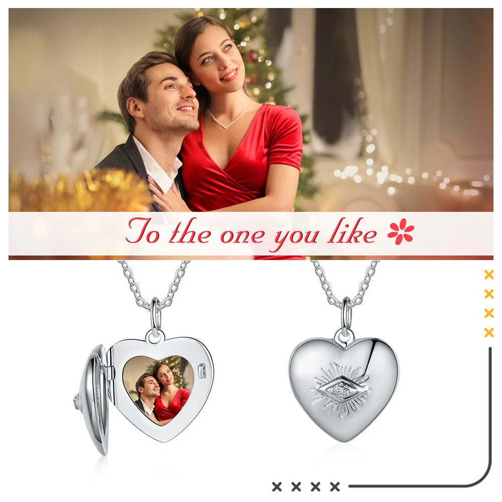 .925 Sterling Silver Personalized Heart Locket with Photo and engraving on the Front and 14K Gold plating - Image 2