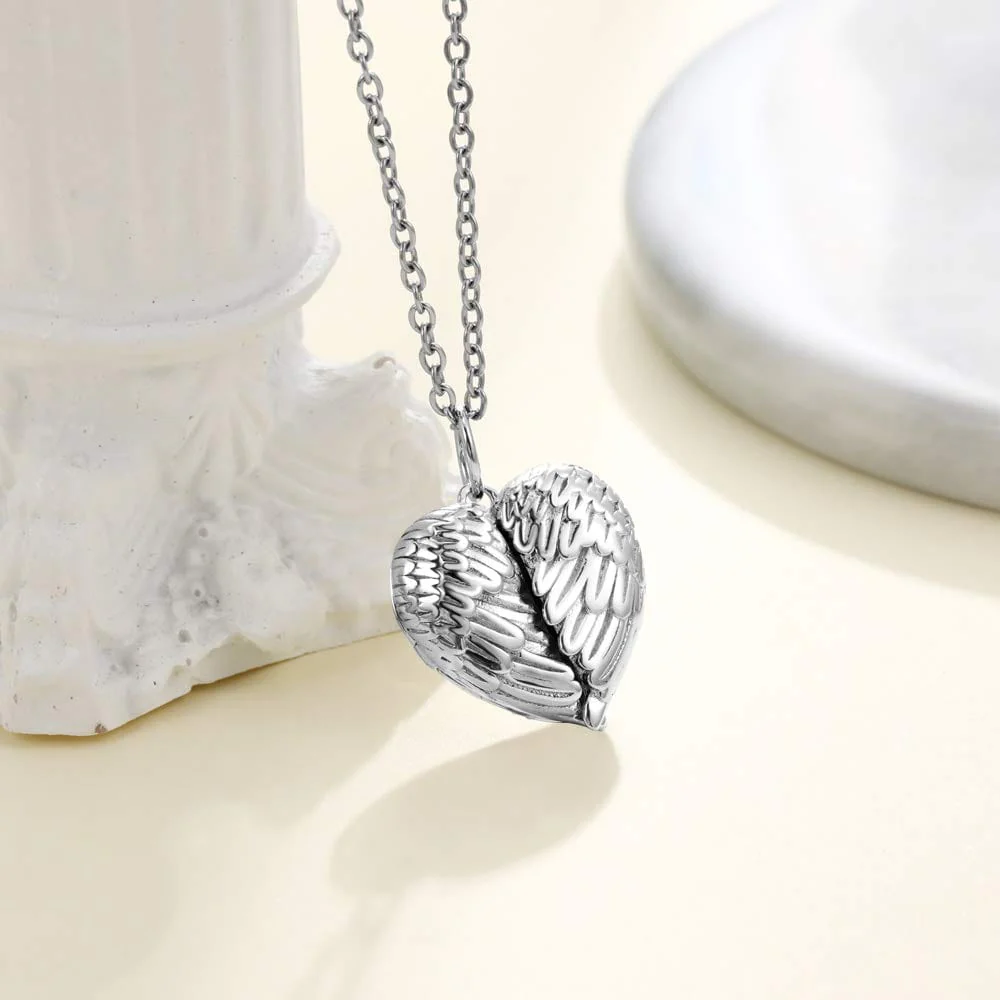 Personalized Heart Shaped Locket with Photo and back Laser Engraving with 14K White Gold Plated - Image 4