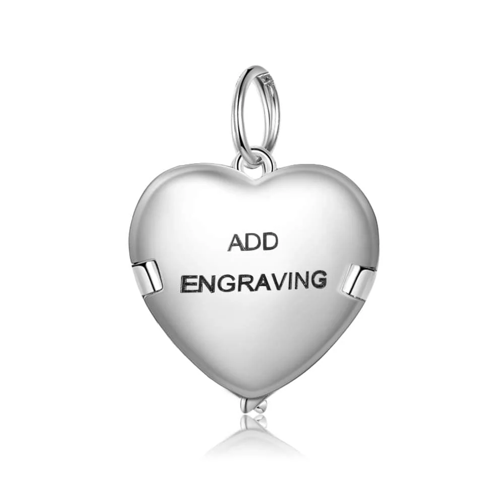 Personalized Heart Shaped Locket with Photo and back Laser Engraving with 14K White Gold Plated - Image 5