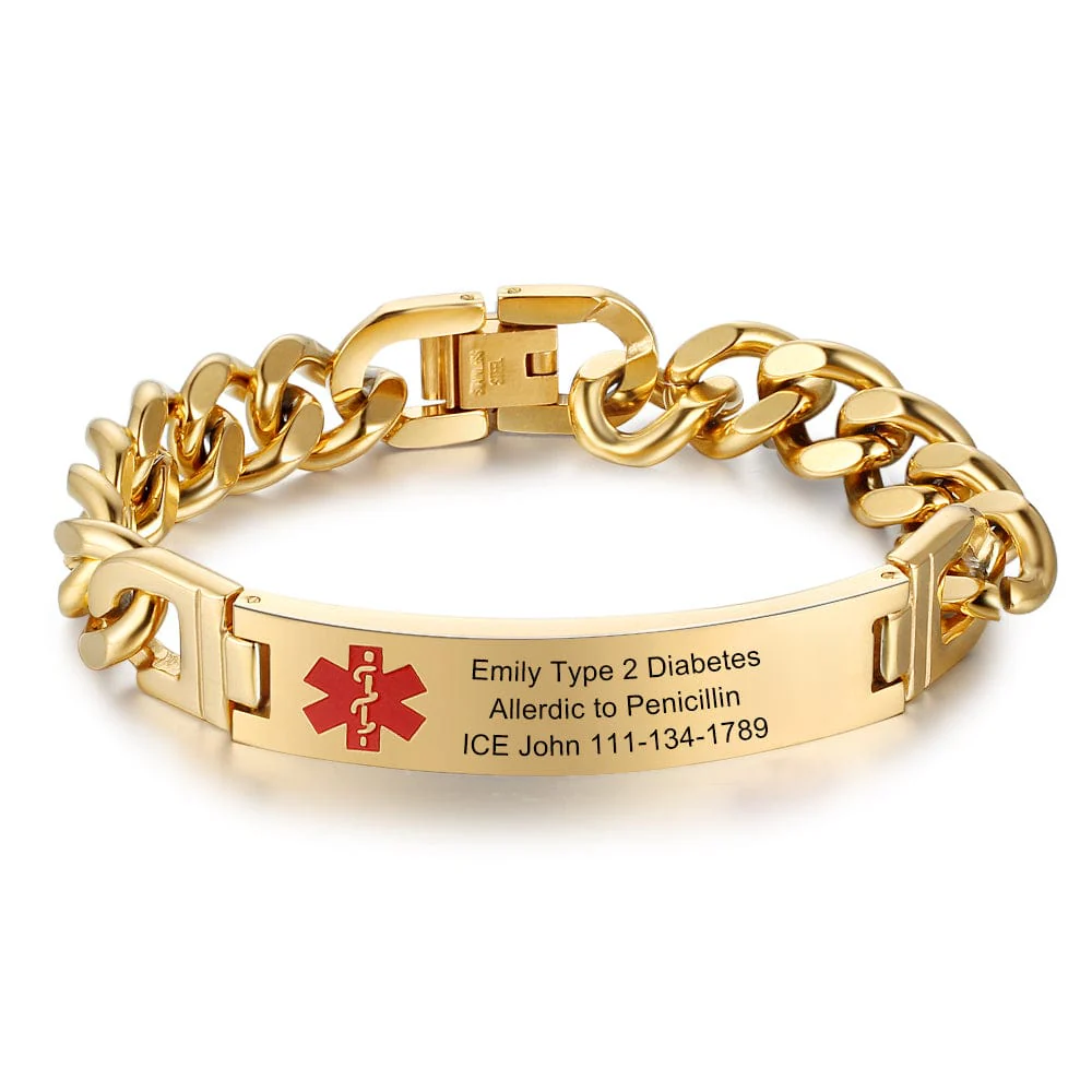 Custom Medical Alert ID Bracelet – Stainless Steel with Personalized Engraving - Image 10