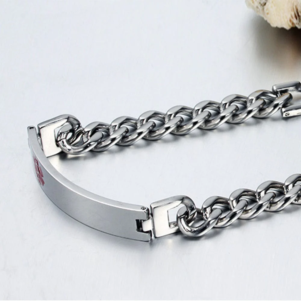 Custom Medical Alert ID Bracelet – Stainless Steel with Personalized Engraving - Image 3