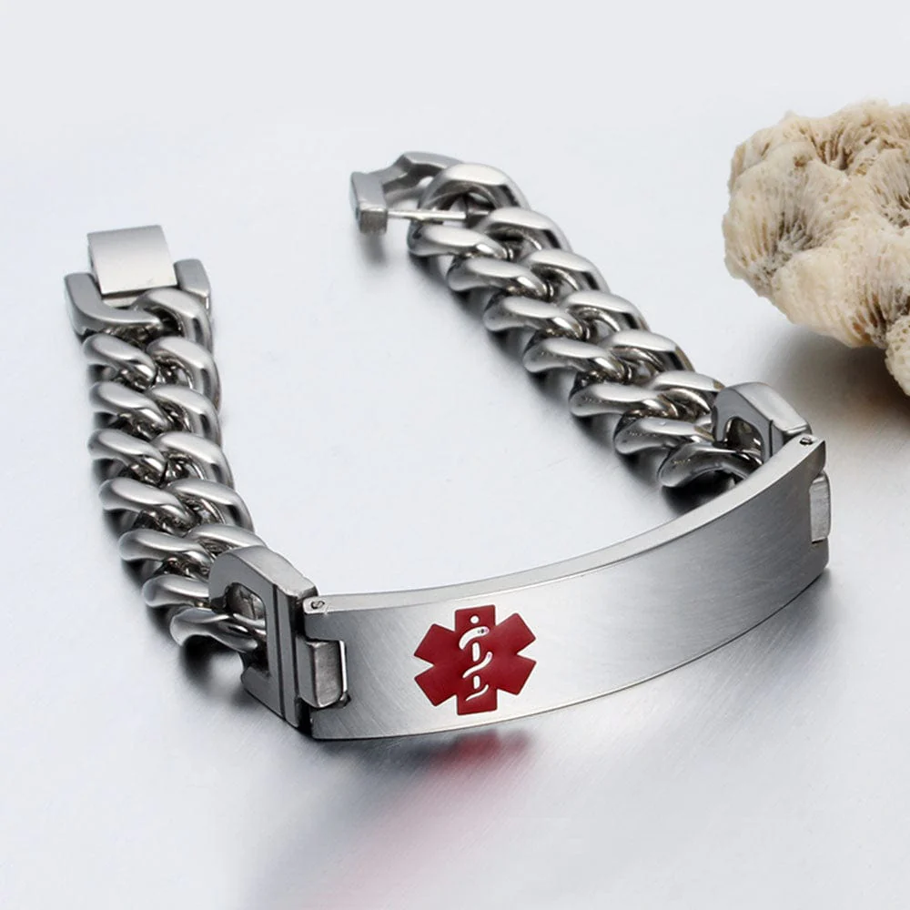 Custom Medical Alert ID Bracelet – Stainless Steel with Personalized Engraving - Image 4