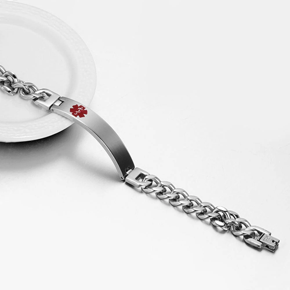 Custom Medical Alert ID Bracelet – Stainless Steel with Personalized Engraving - Image 5