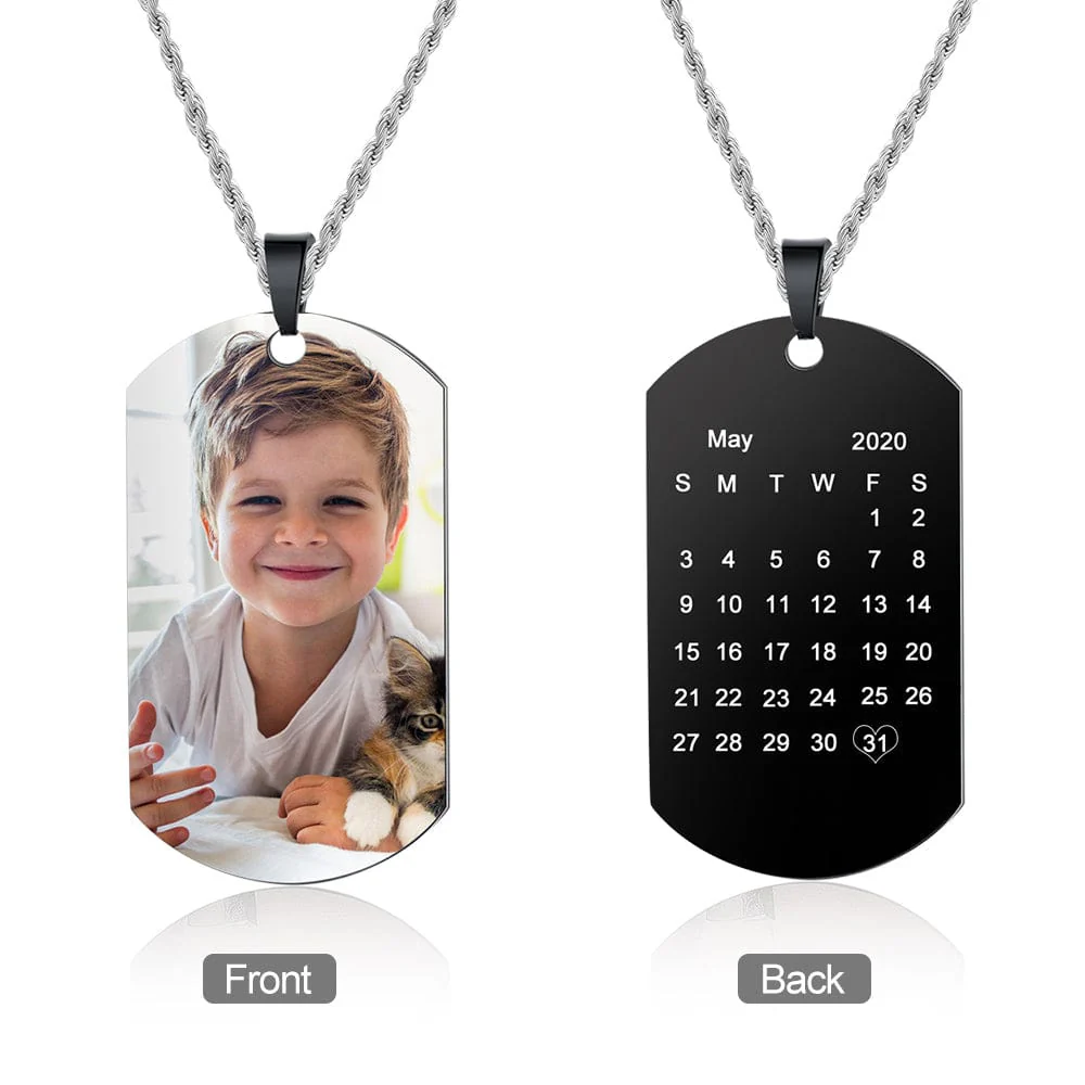 Capture Lasting Memories On A Necklace with Custom Photo & Calendar on the back - Image 9