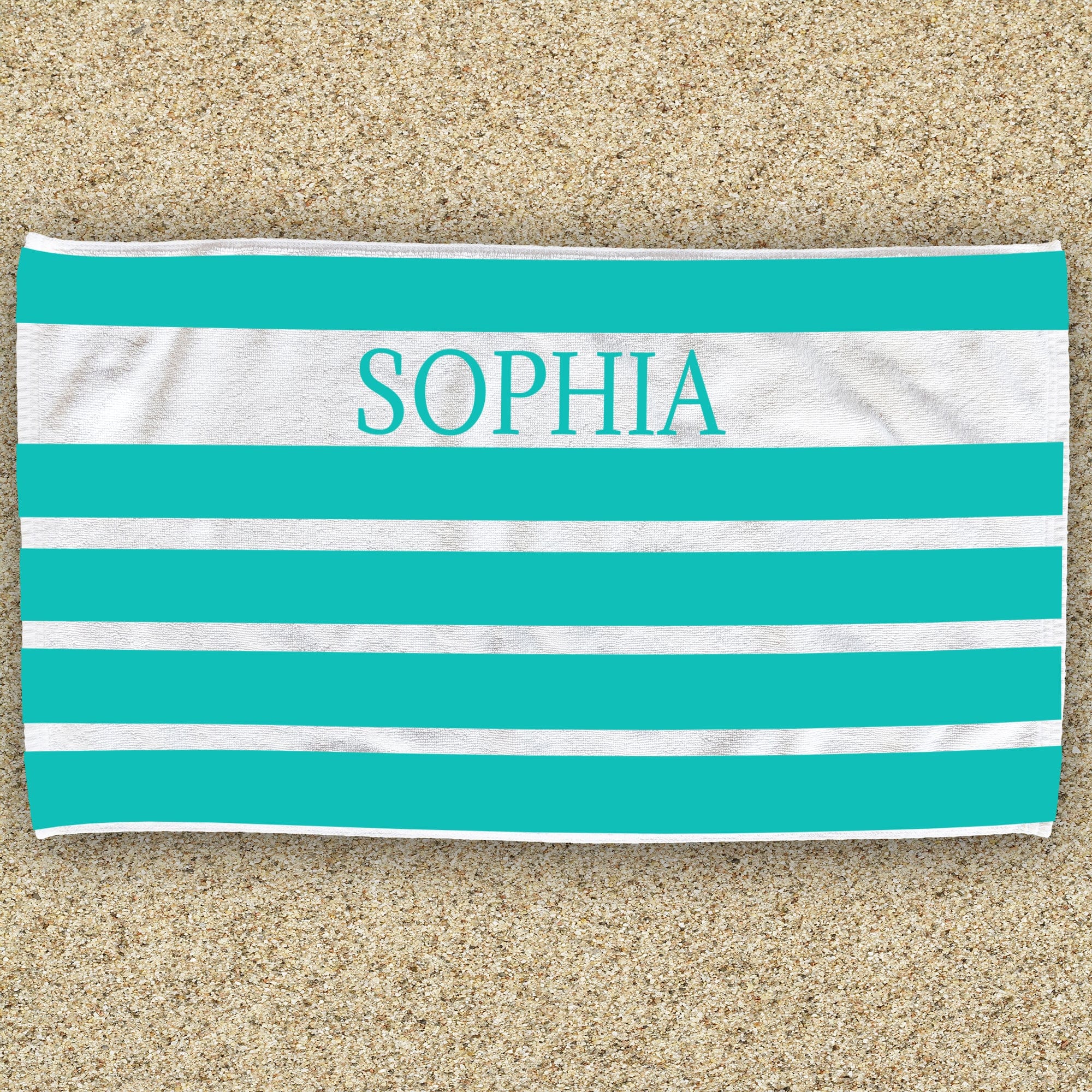 Elegant Stripes Gold Monogram Name Beach Towel - Available in choice of colors - Image 2