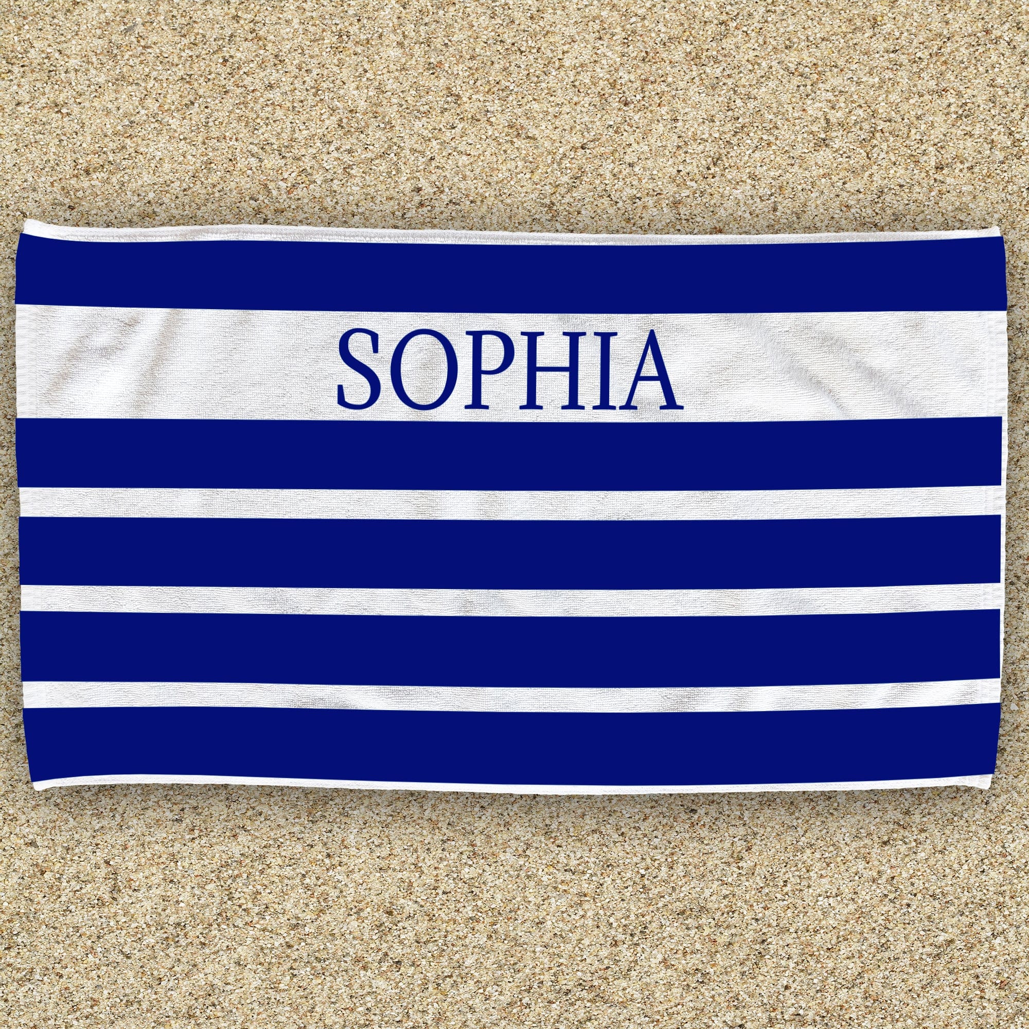 Elegant Stripes Gold Monogram Name Beach Towel - Available in choice of colors - Image 3
