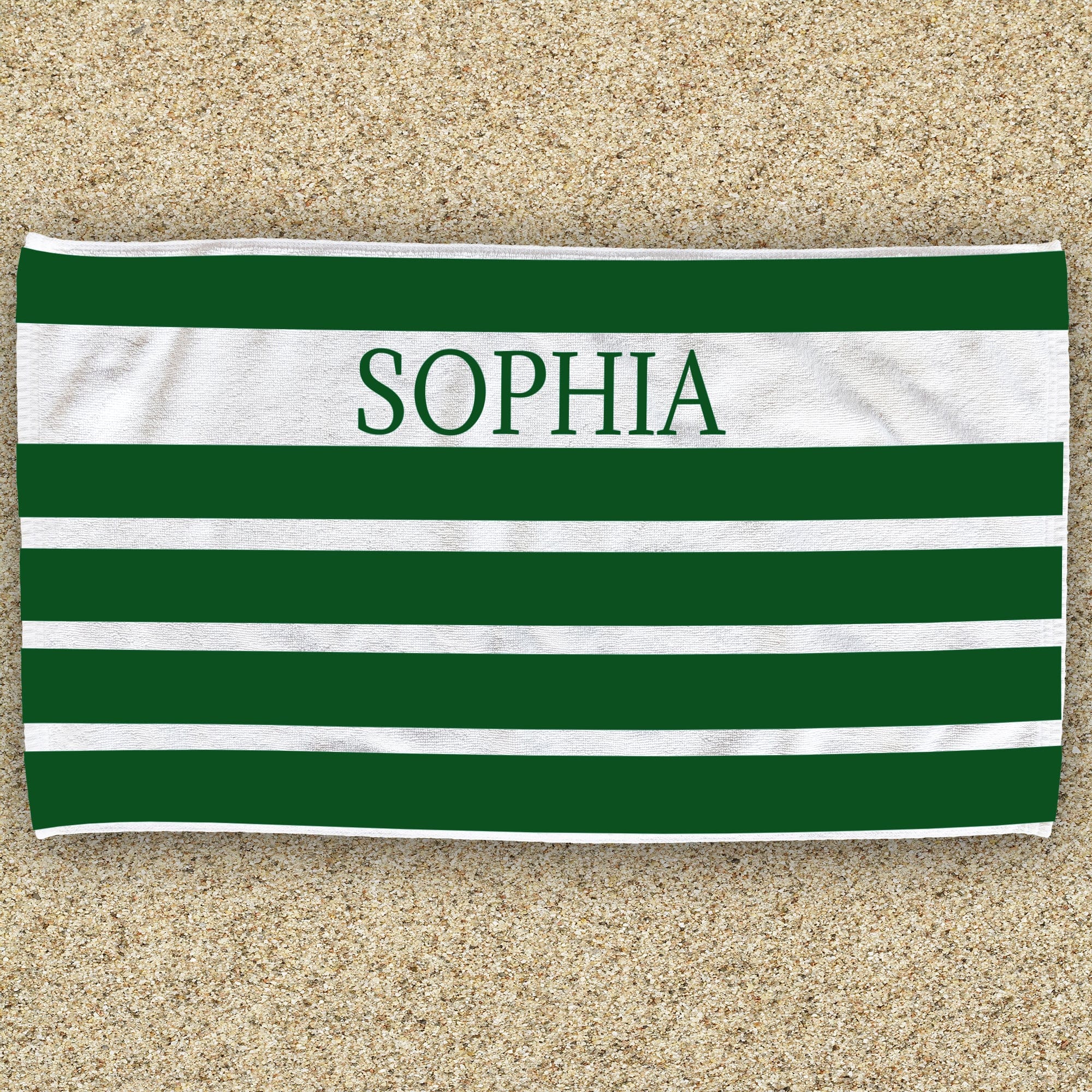 Elegant Stripes Gold Monogram Name Beach Towel - Available in choice of colors - Image 4