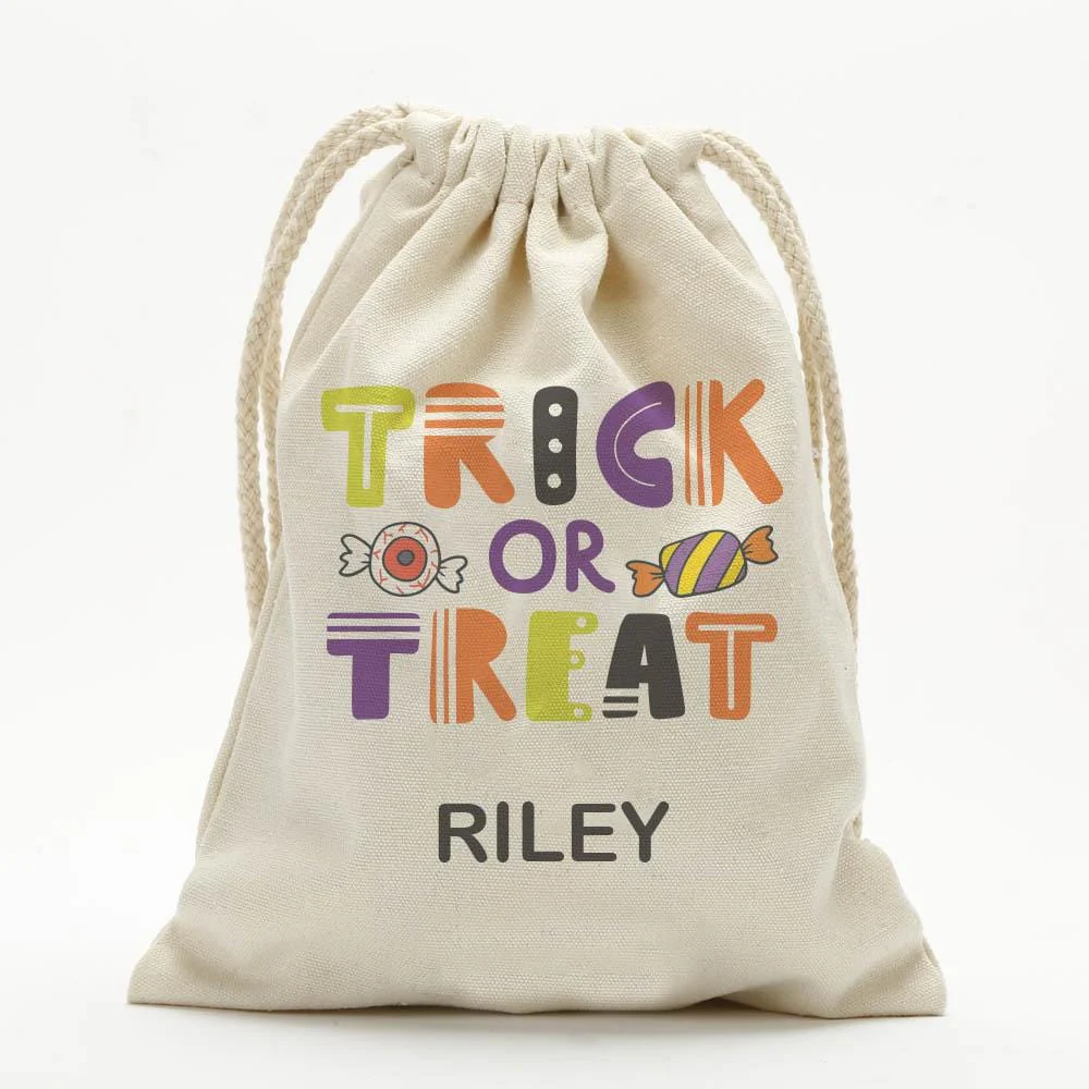 Exclusive - Sale | Bag Of Treats Custom Halloween Kids Drawstring Sack | Personalized Halloween Trick or Treat Bag - Image 12