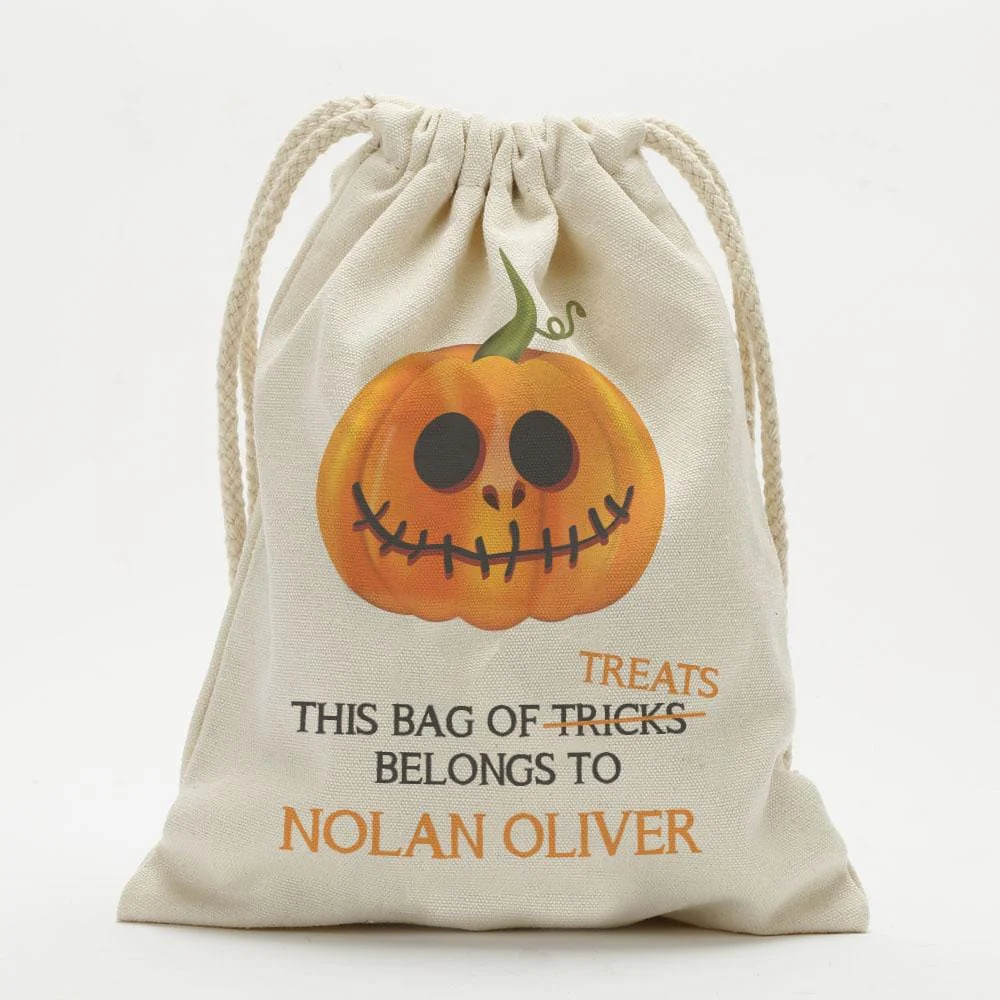 Exclusive - Sale | Bag Of Treats Custom Halloween Kids Drawstring Sack | Personalized Halloween Trick or Treat Bag - Image 4