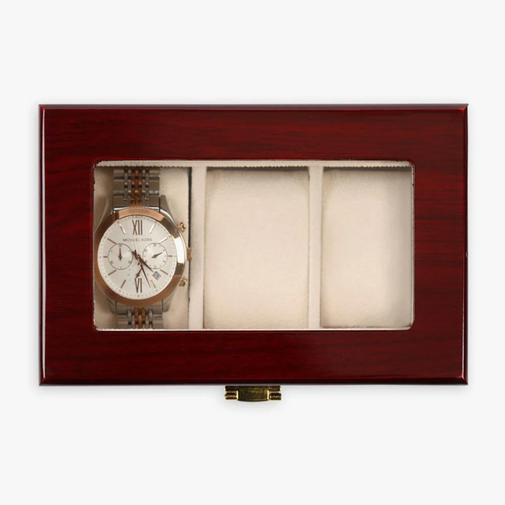 Non-Personalized | Cherry Wood Finish Watch Case - 3 Slot