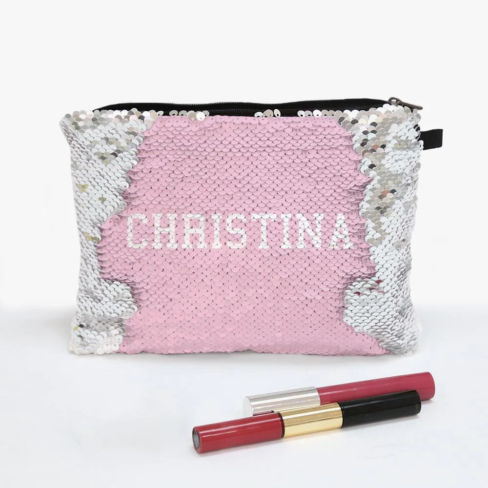 Exclusive Sale | Custom Color Sequin Makeup Bag Zippered Accessories Pouch - Image 3