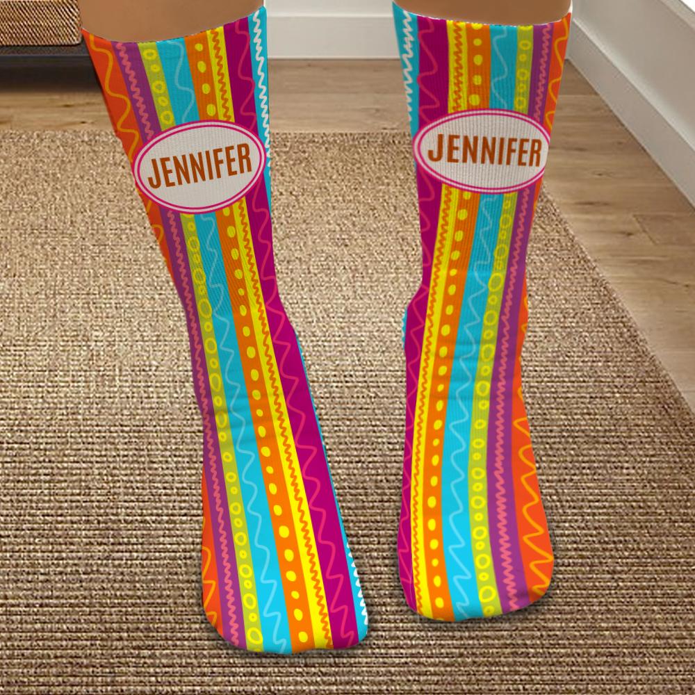 Exclusive Sale - Personalized Striped Colorful Bright Tube Socks - Image 2