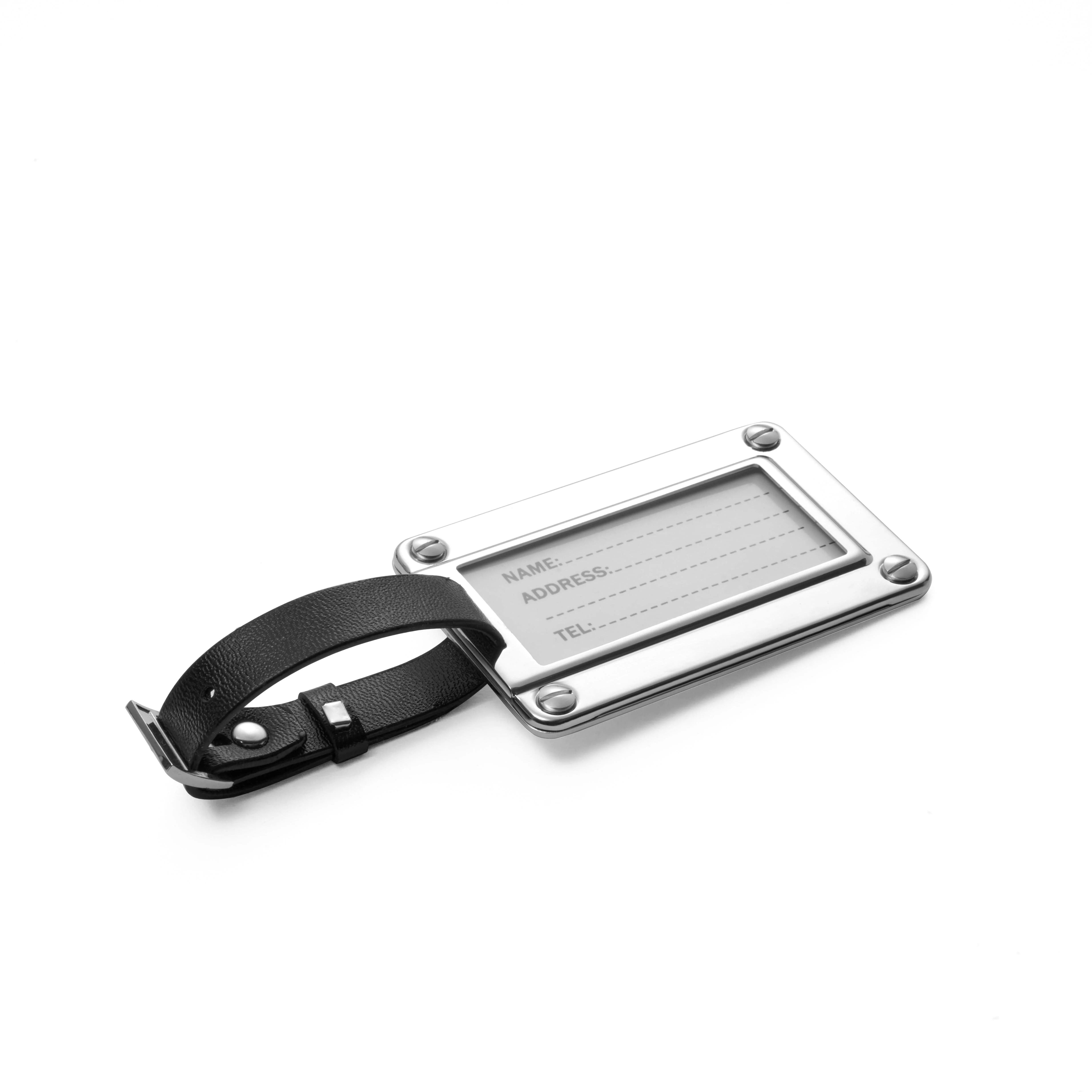 Non-Tarnishing Silver Luggage Tag with Black Strap - Durable Travel Executive Accessory | Durable | Perfect for Travelers | Stylish | Logo Imprint - Image 4