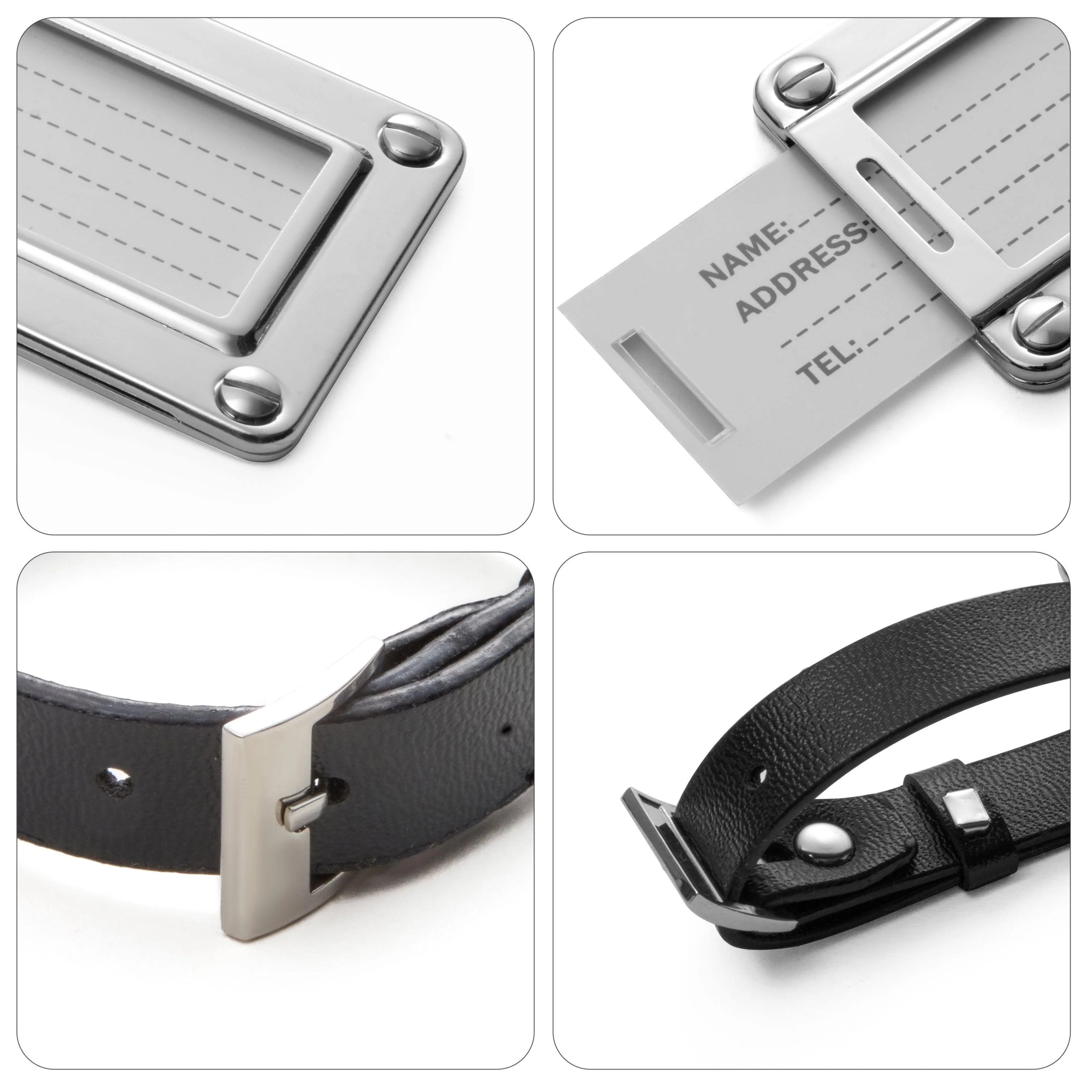 Non-Tarnishing Silver Luggage Tag with Black Strap - Durable Travel Executive Accessory | Durable | Perfect for Travelers | Stylish | Logo Imprint - Image 6