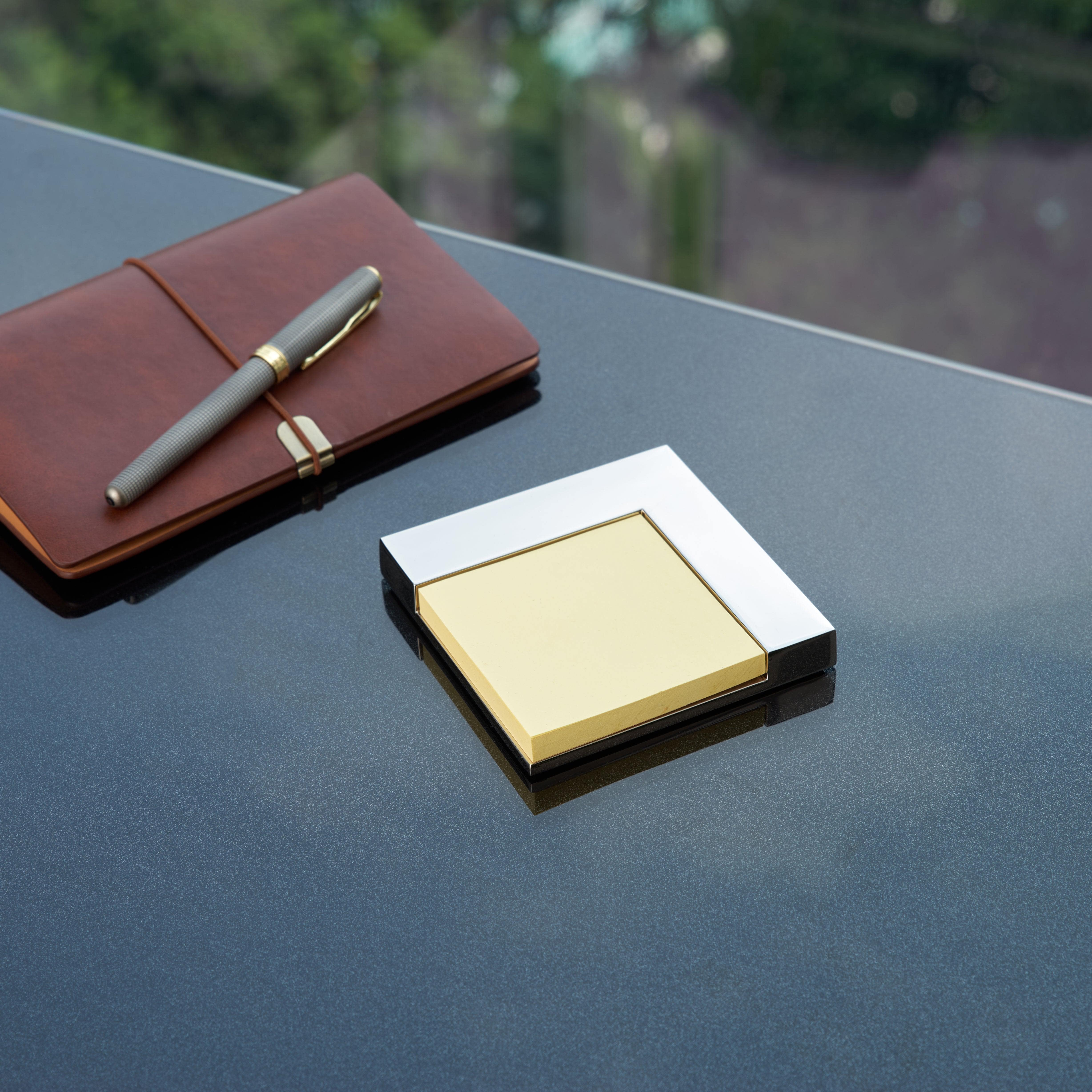 Executive Silver Memo Pad Holder | Stylish and Space-Saving Desk Accessory | Logo Print | Compact | Sleek Corporate Desk Organizer - Image 9