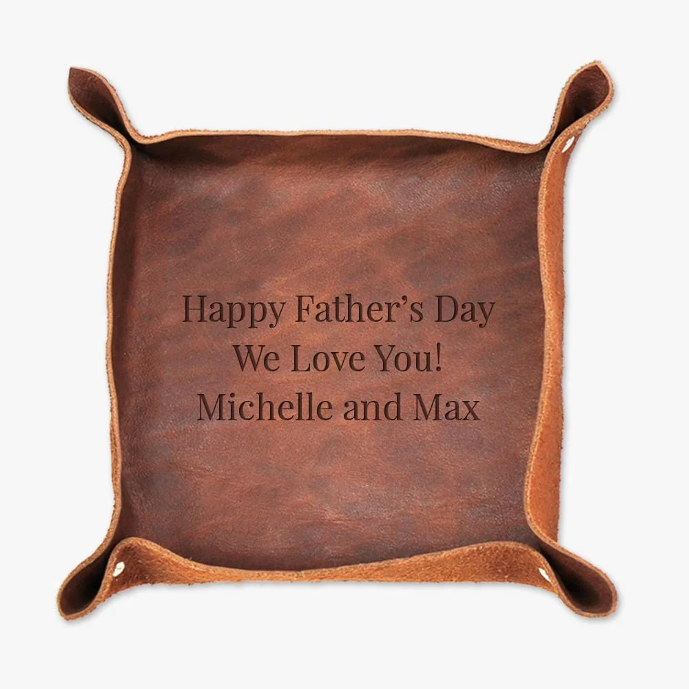 Personalized Handmade Genuine Leather Stash Tray Laser Engraved with Your Message - Image 2