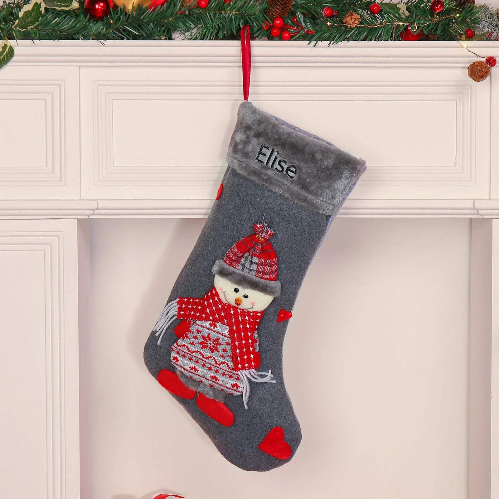 Festive Feet - Step into the Holiday Spirit with Custom Name Elk Snowman Christmas Socks! - Image 4