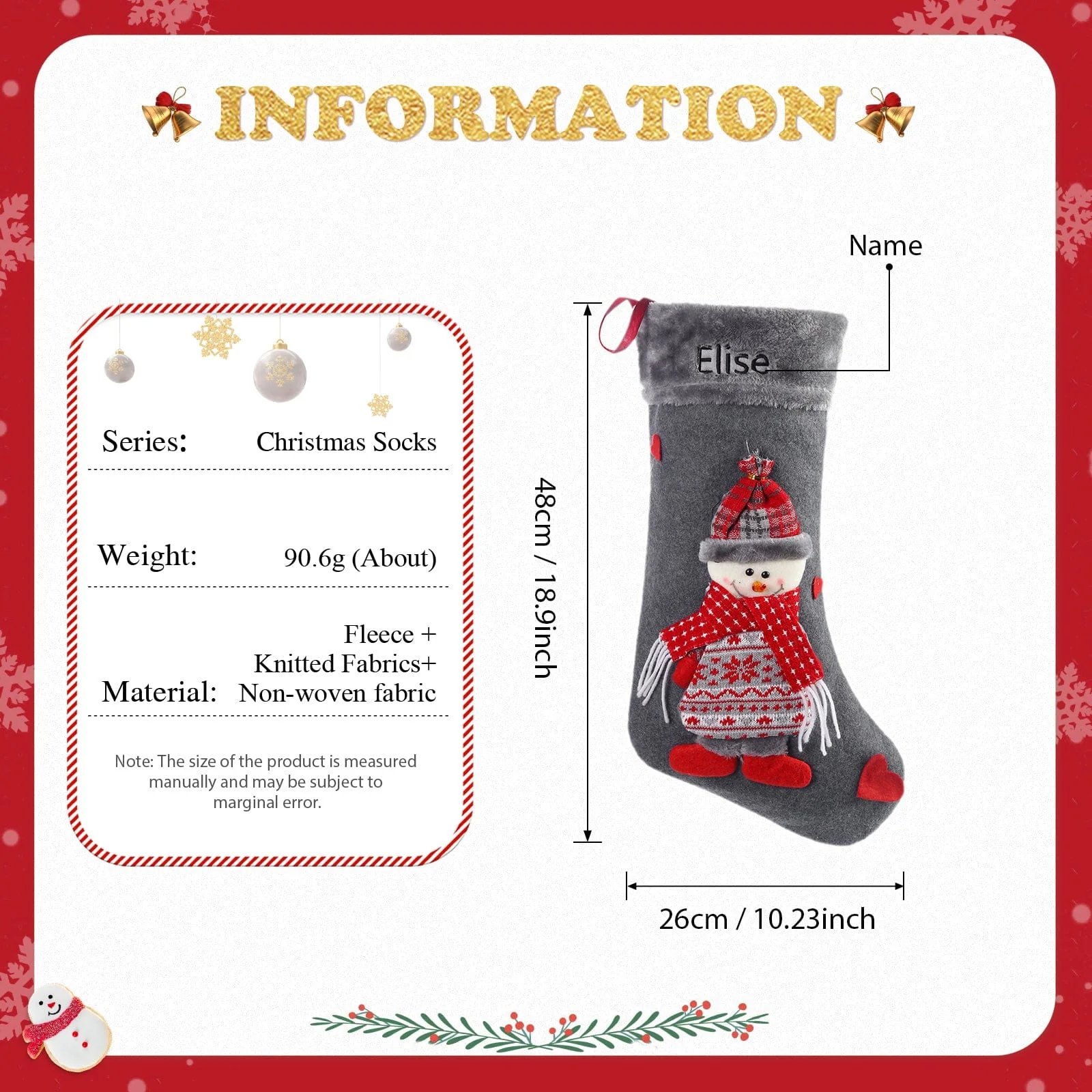 Festive Feet - Step into the Holiday Spirit with Custom Name Elk Snowman Christmas Socks! - Image 6
