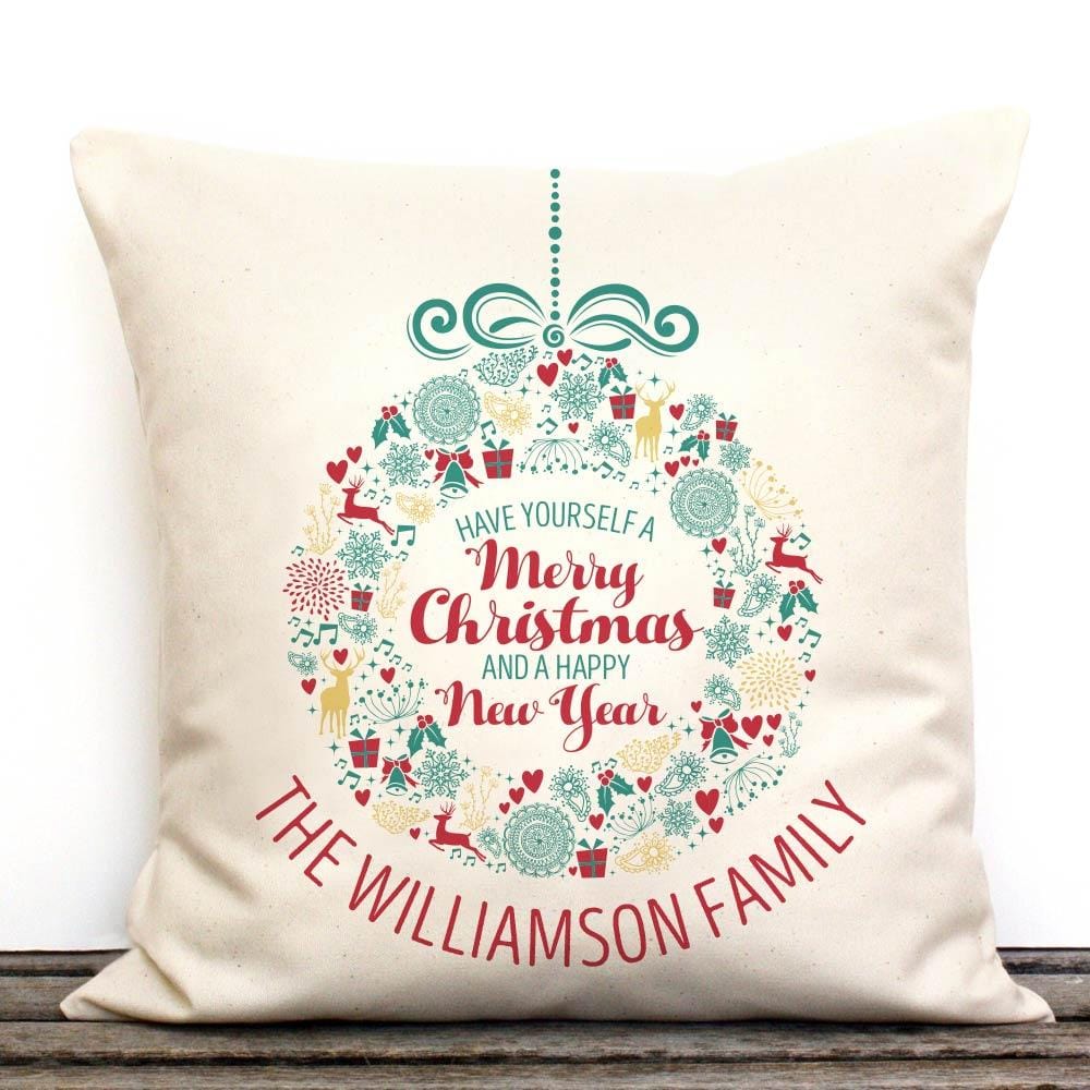 Custom Merry Christmas And A Happy New Year Canvas Pillow Cover - Image 2