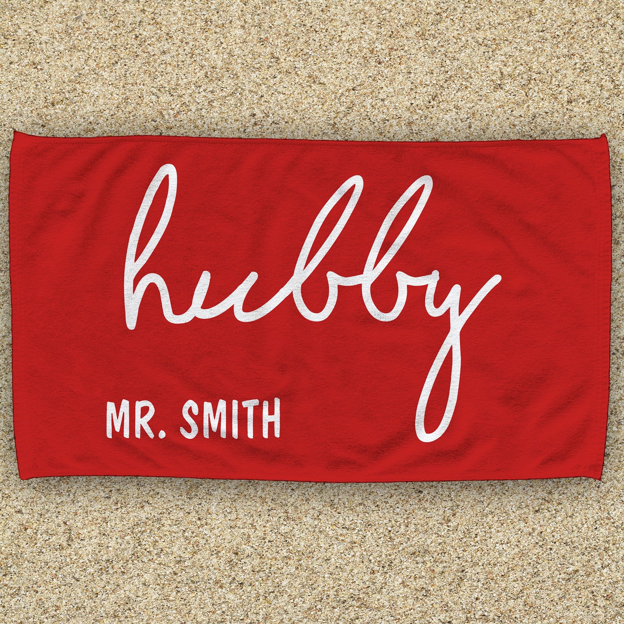 Monogram Name Wifey & Hubby Personalized 30x60 Beach Towel - Image 10