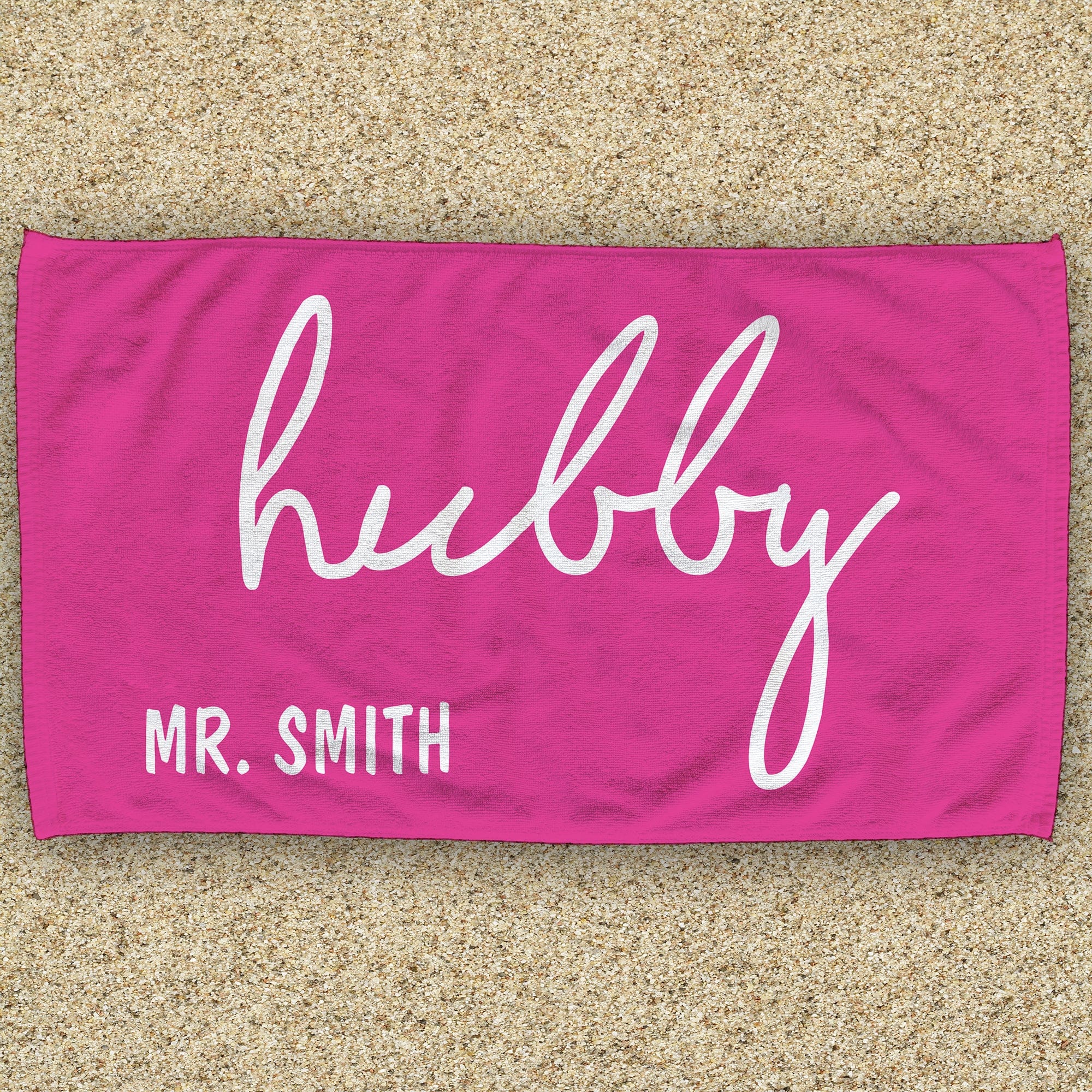 Monogram Name Wifey & Hubby Personalized 30x60 Beach Towel - Image 13