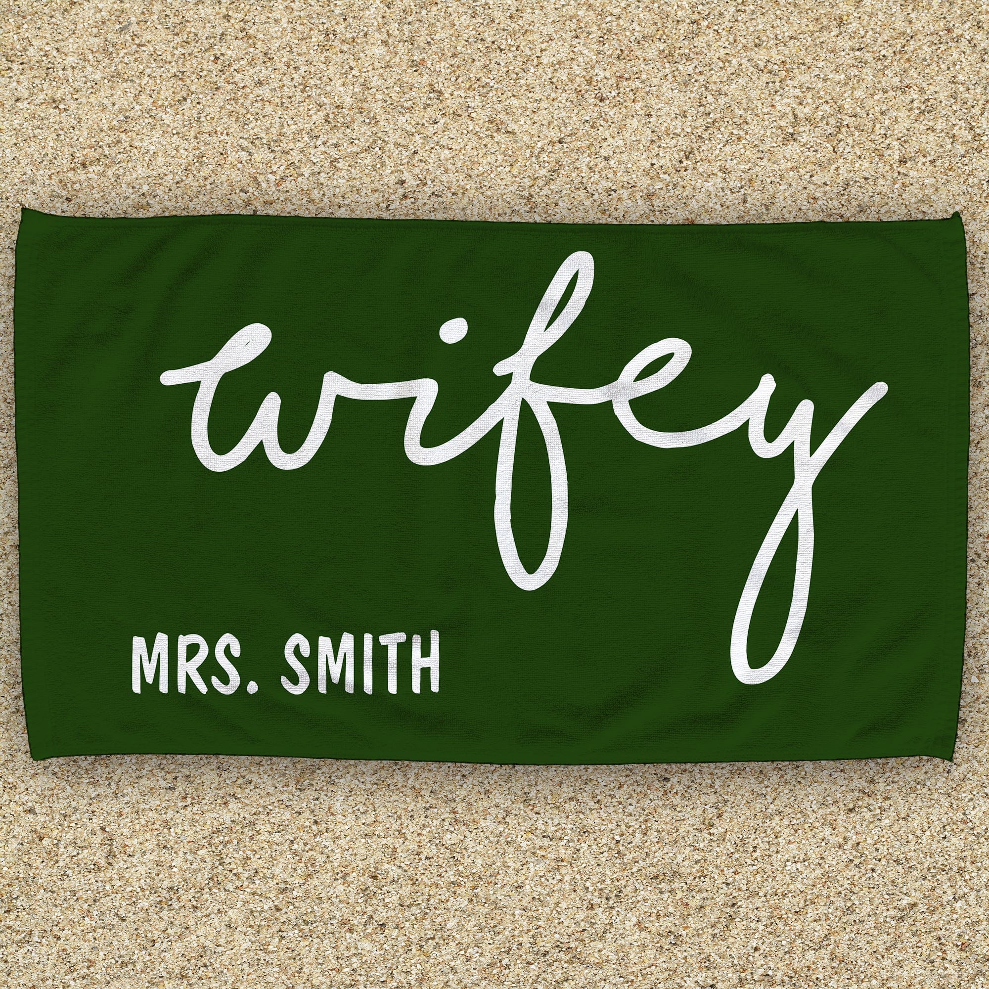 Monogram Name Wifey & Hubby Personalized 30x60 Beach Towel - Image 5