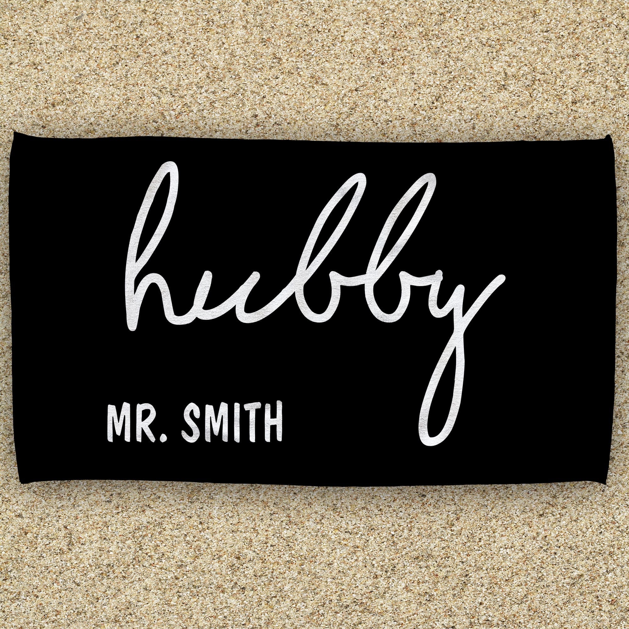 Monogram Name Wifey & Hubby Personalized 30x60 Beach Towel - Image 6