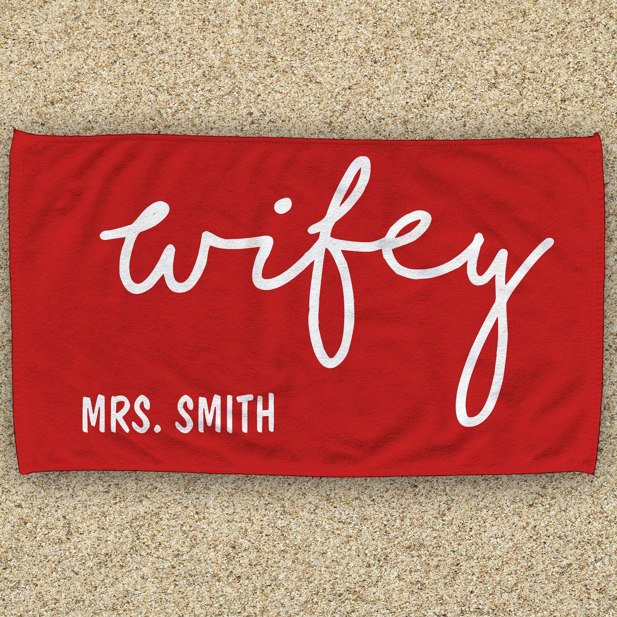 Monogram Name Wifey & Hubby Personalized 30x60 Beach Towel - Image 8