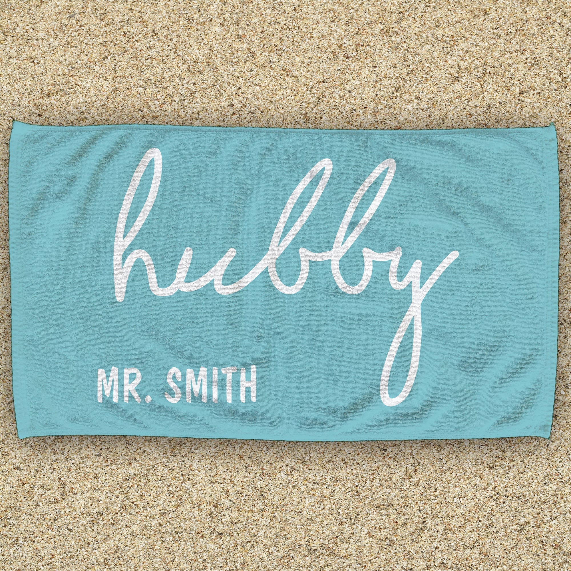 Monogram Name Wifey & Hubby Personalized 30x60 Beach Towel - Image 9