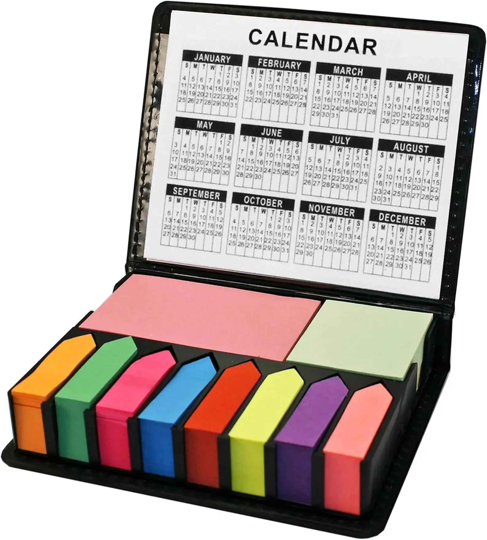 Multi-Tasker Memo Holder & Calendar | Compact Desk Organizer with Sticky Pads | Logo Print |Sleek Memo Holder with 4-Year Calendar - Image 2