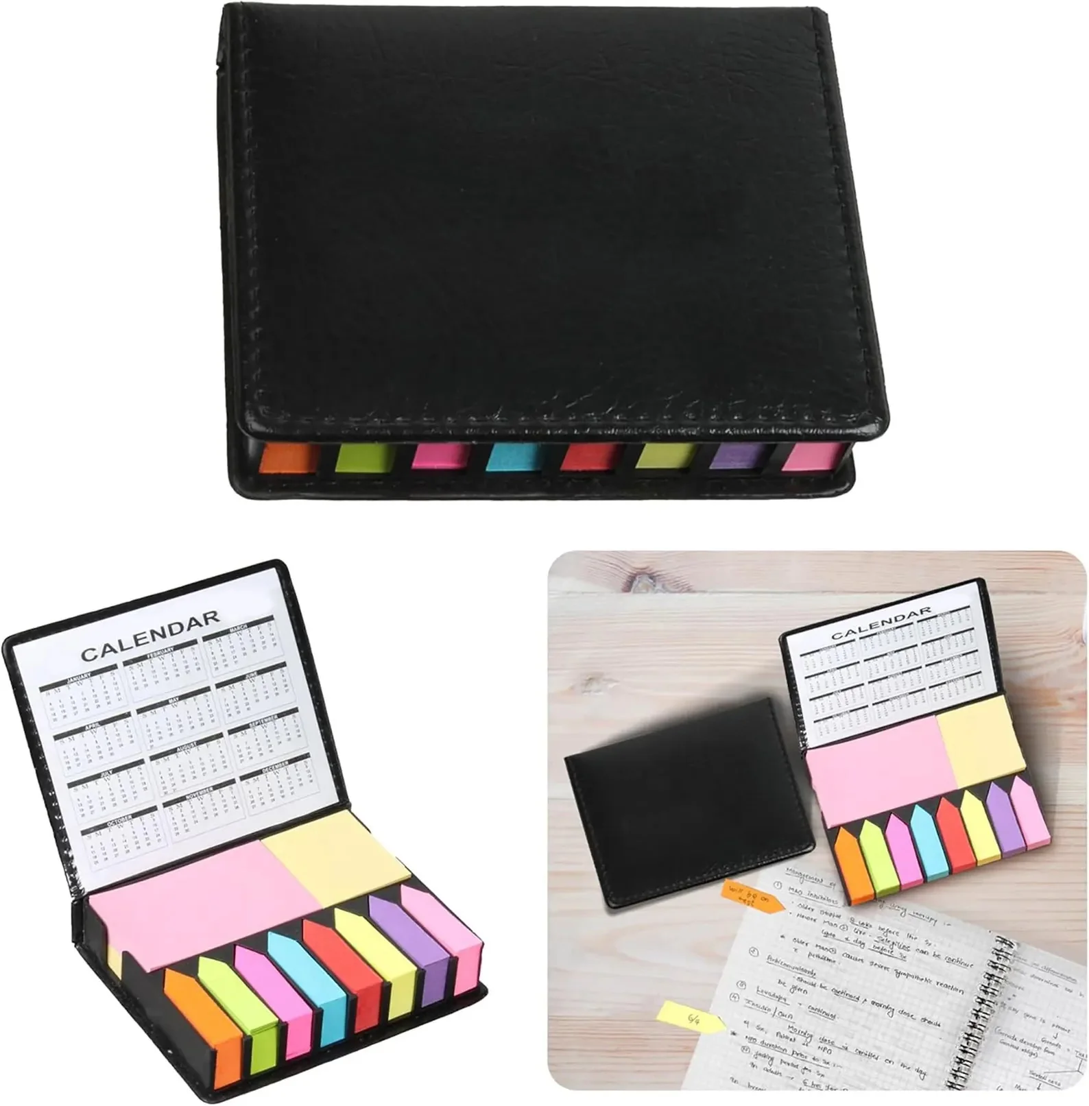 Multi-Tasker Memo Holder & Calendar | Compact Desk Organizer with Sticky Pads | Logo Print |Sleek Memo Holder with 4-Year Calendar - Image 4