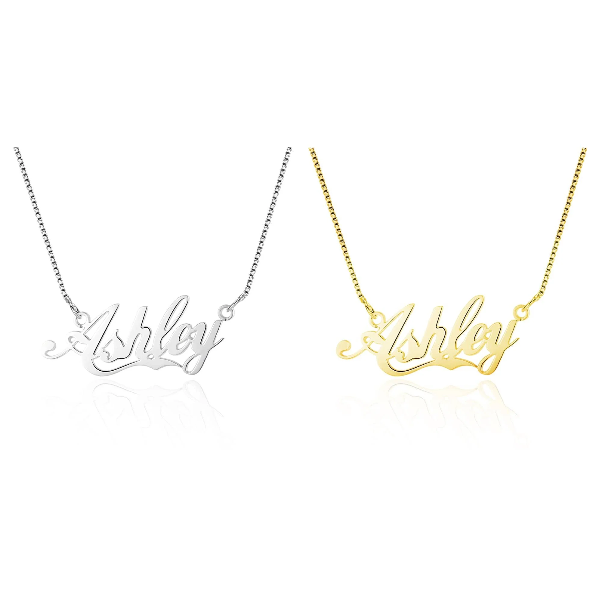 Personalized 925 Sterling Silver/Yellow Gold/Rose Gold Name Necklace - Image 2