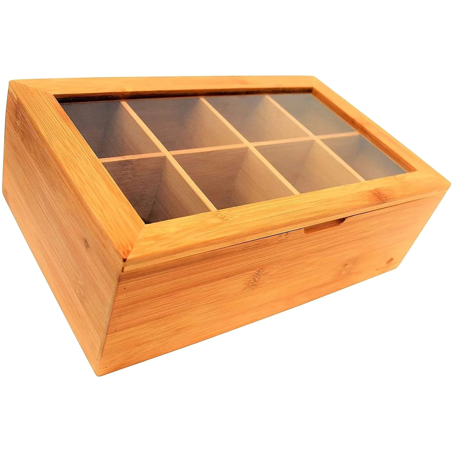 Personalized Adjustable Premium 8 Slot Bamboo Tea Box (Sugar, Jewelry, Storage, Organizer etc.) - Image 6