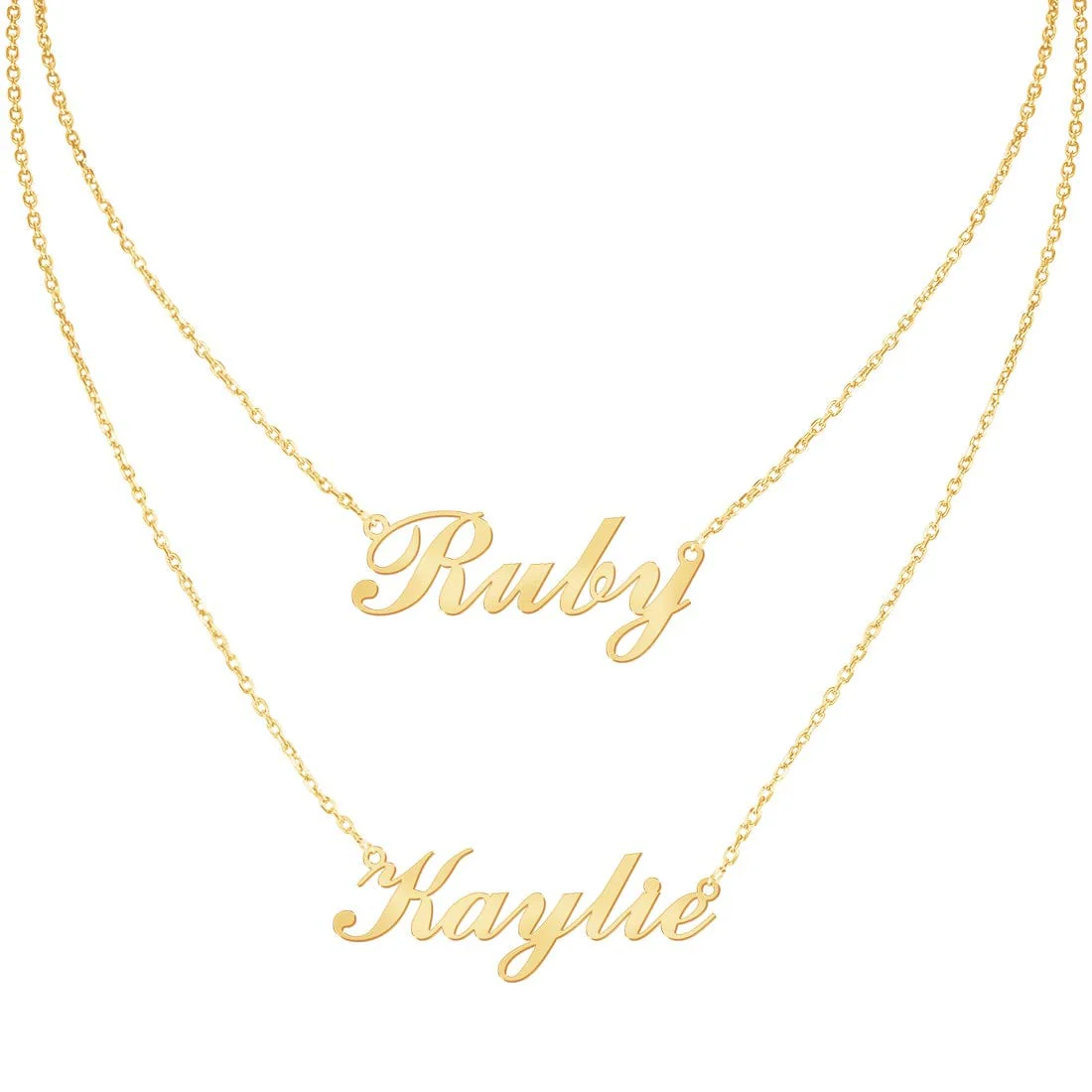 Personalized Double name 925 Sterling Silver/Yellow Gold/Rose Gold Necklace