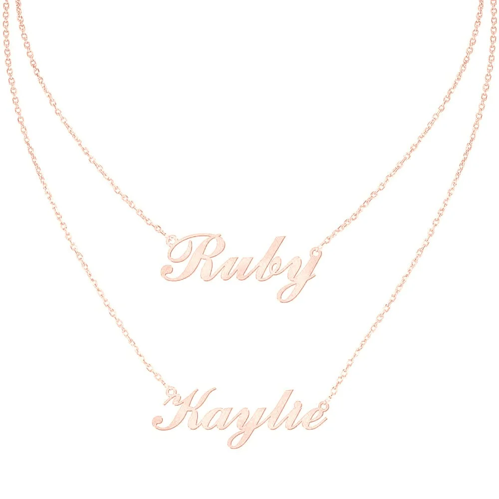 Personalized Double name 925 Sterling Silver/Yellow Gold/Rose Gold Necklace - Image 3