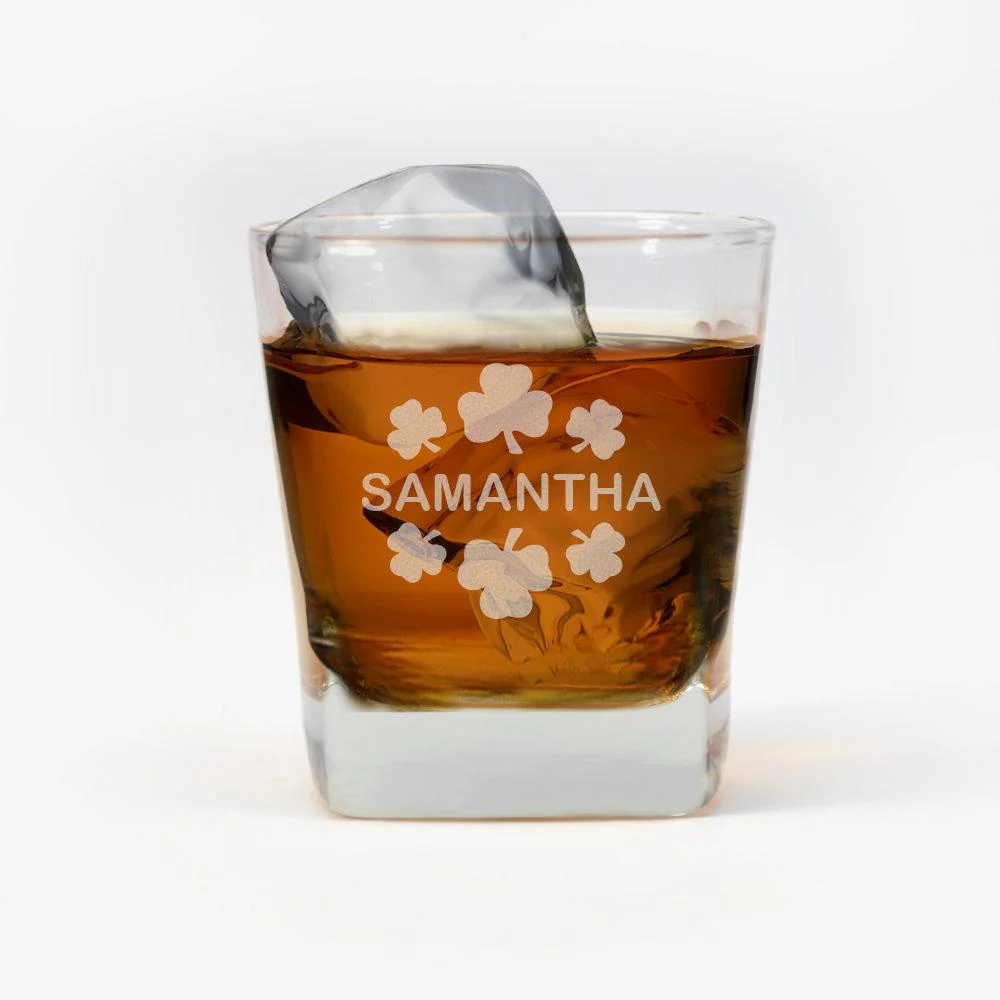 Personalized Shamrock Whiskey Glass
