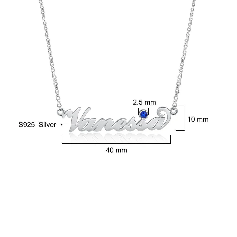 Personalized Silver, Yellow Gold and Rose Gold Birthstone Name Necklace - Image 2