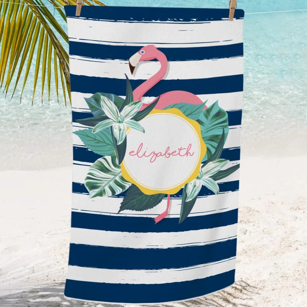 Rainbow Unicorn & Flamingo Design Personalized Towel for Kids - Image 3