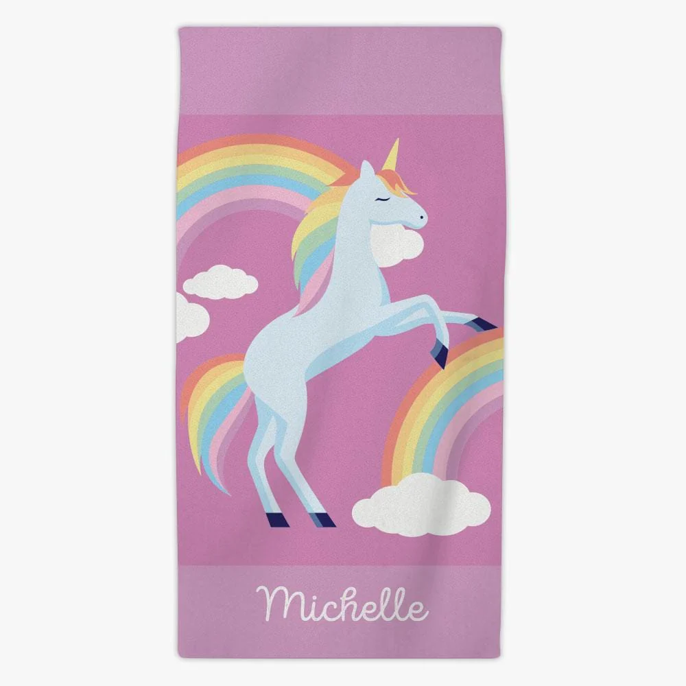 Rainbow Unicorn & Flamingo Design Personalized Towel for Kids - Image 5